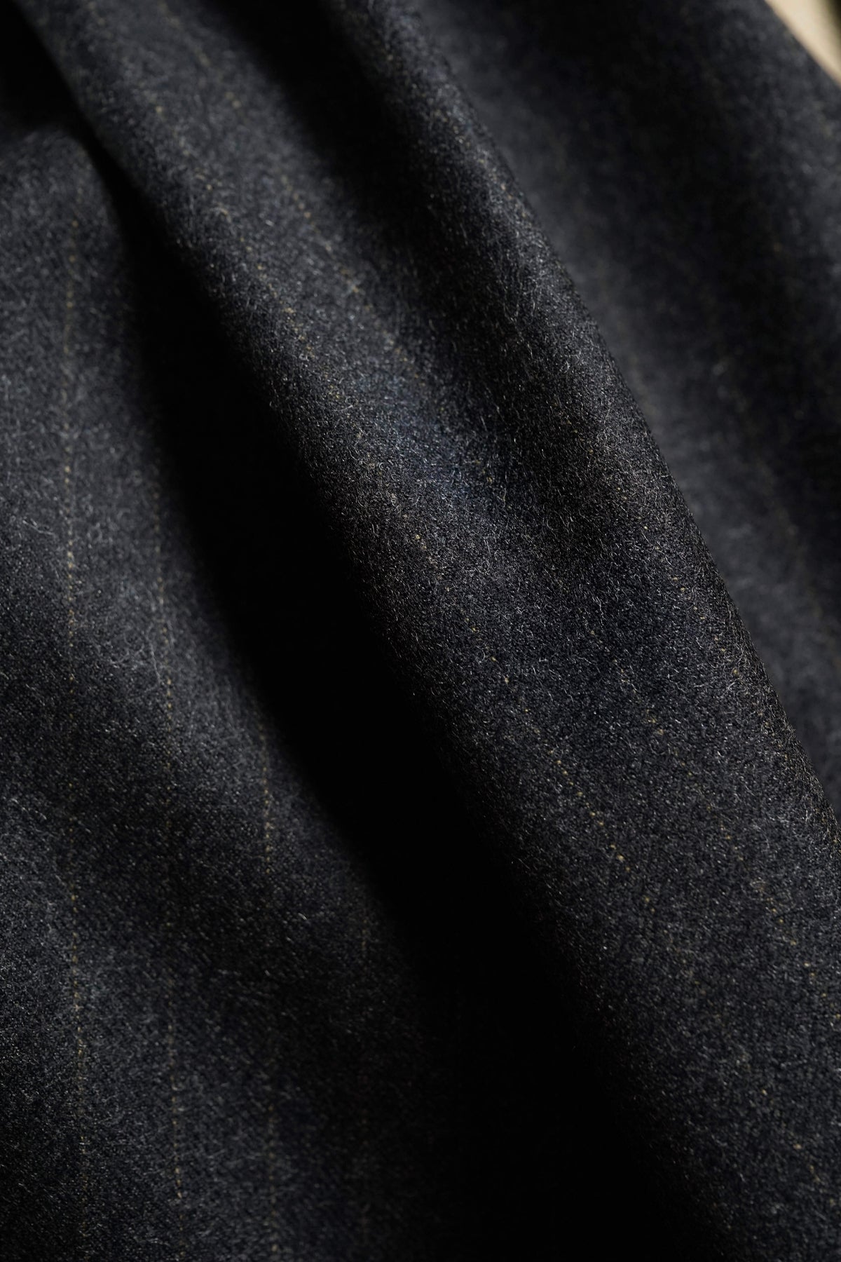 England Charcoal with Bronze Stripe Superfine Worsted Wool Flannel Fabric