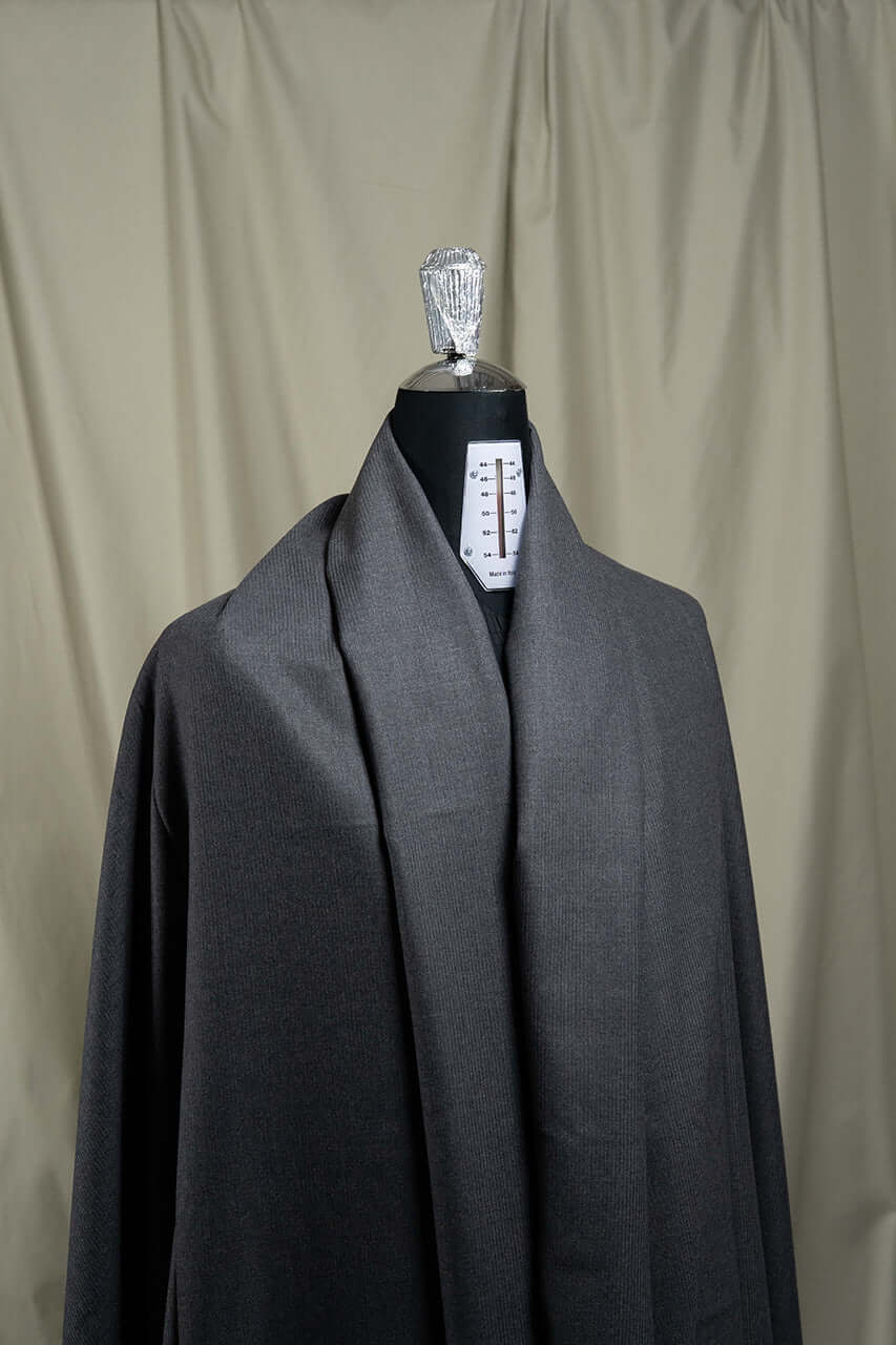 England Grey Worsted Wool Suiting with Subtle Herringbone -3 Meters - Yoo's Club