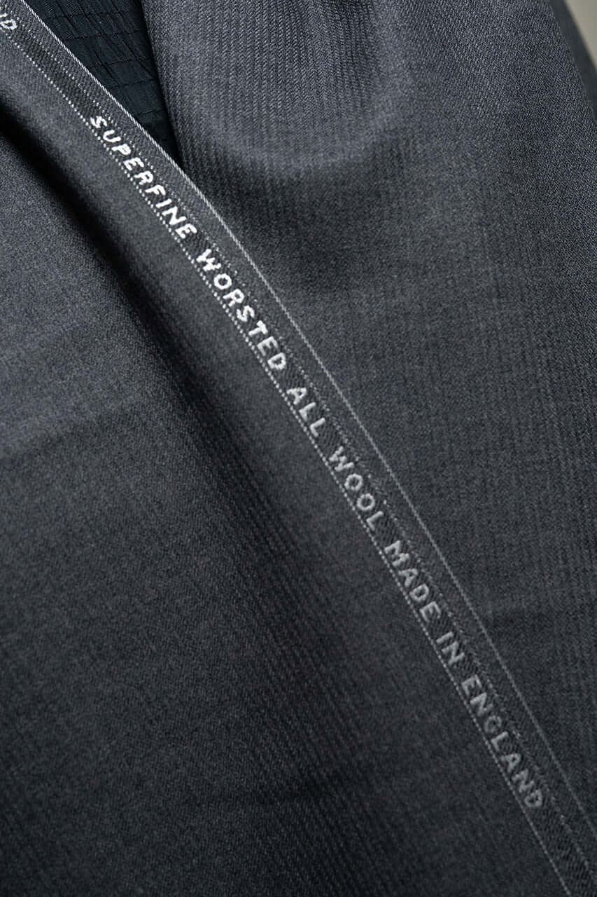 England Grey Worsted Wool Suiting with Subtle Herringbone -3 Meters - Yoo's Club