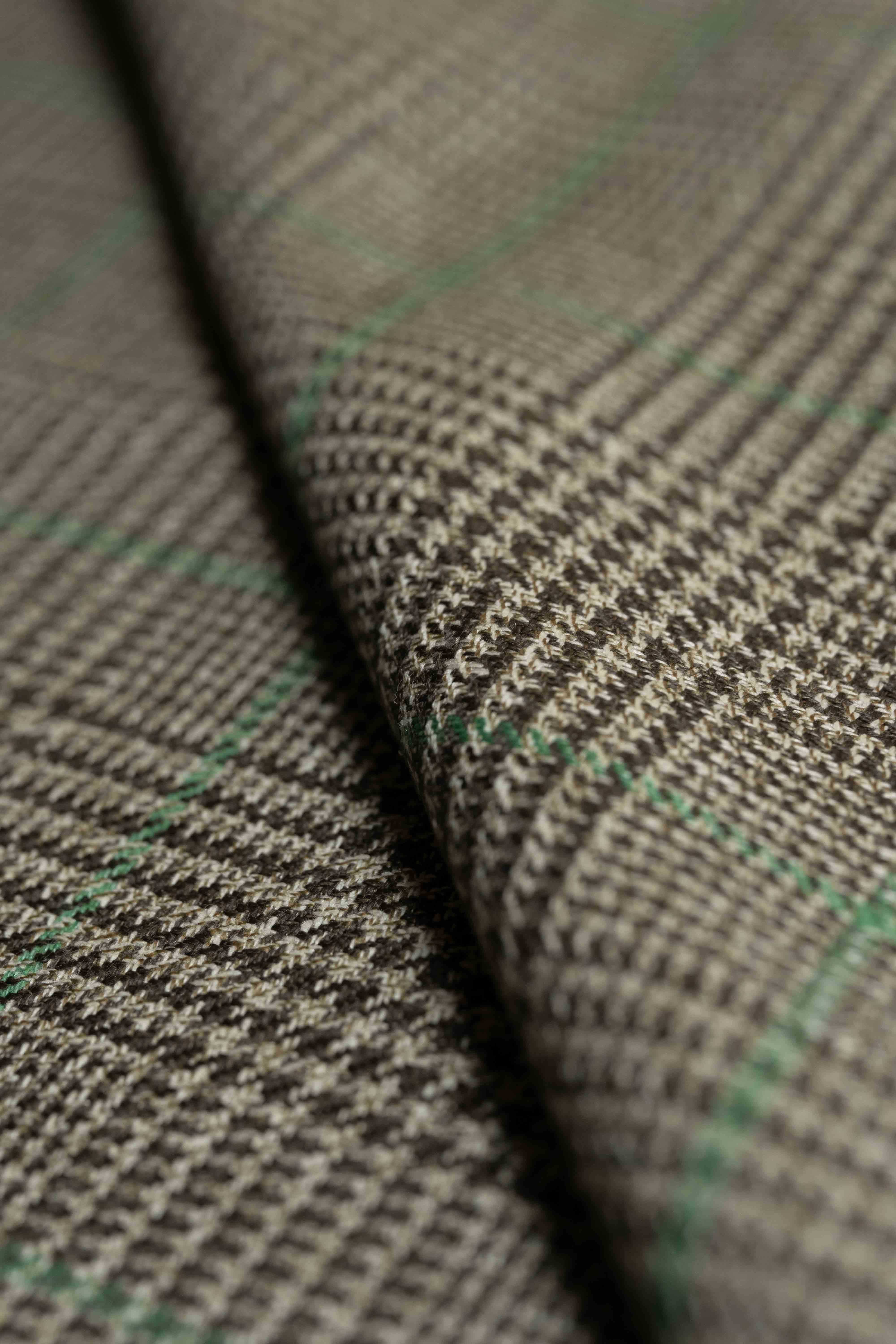 Marling & Evans Green Check PoW Lambswool Jacket Fabric-2.4m - Yoo's Club