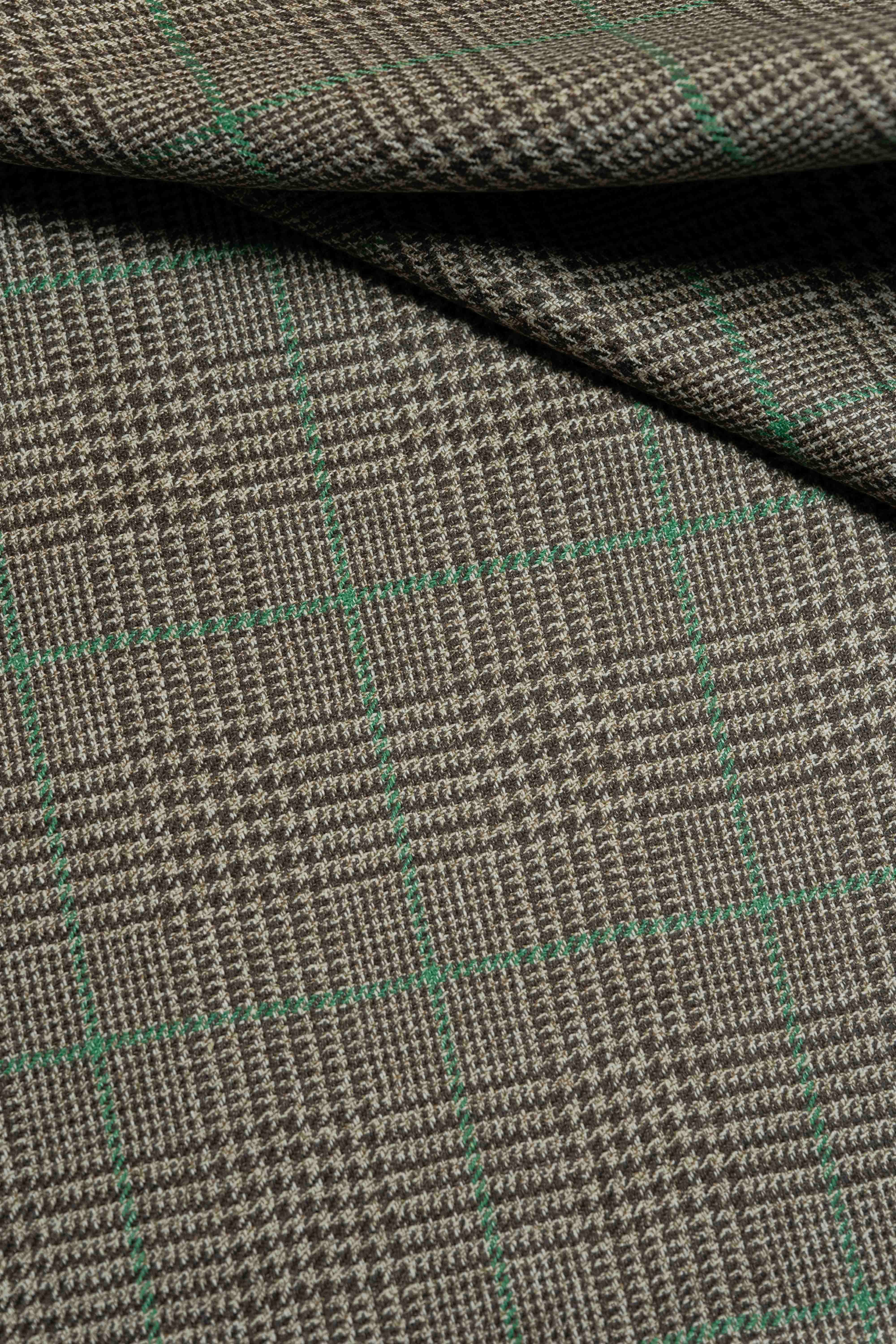 Marling & Evans Green Check PoW Lambswool Jacket Fabric-2.4m - Yoo's Club