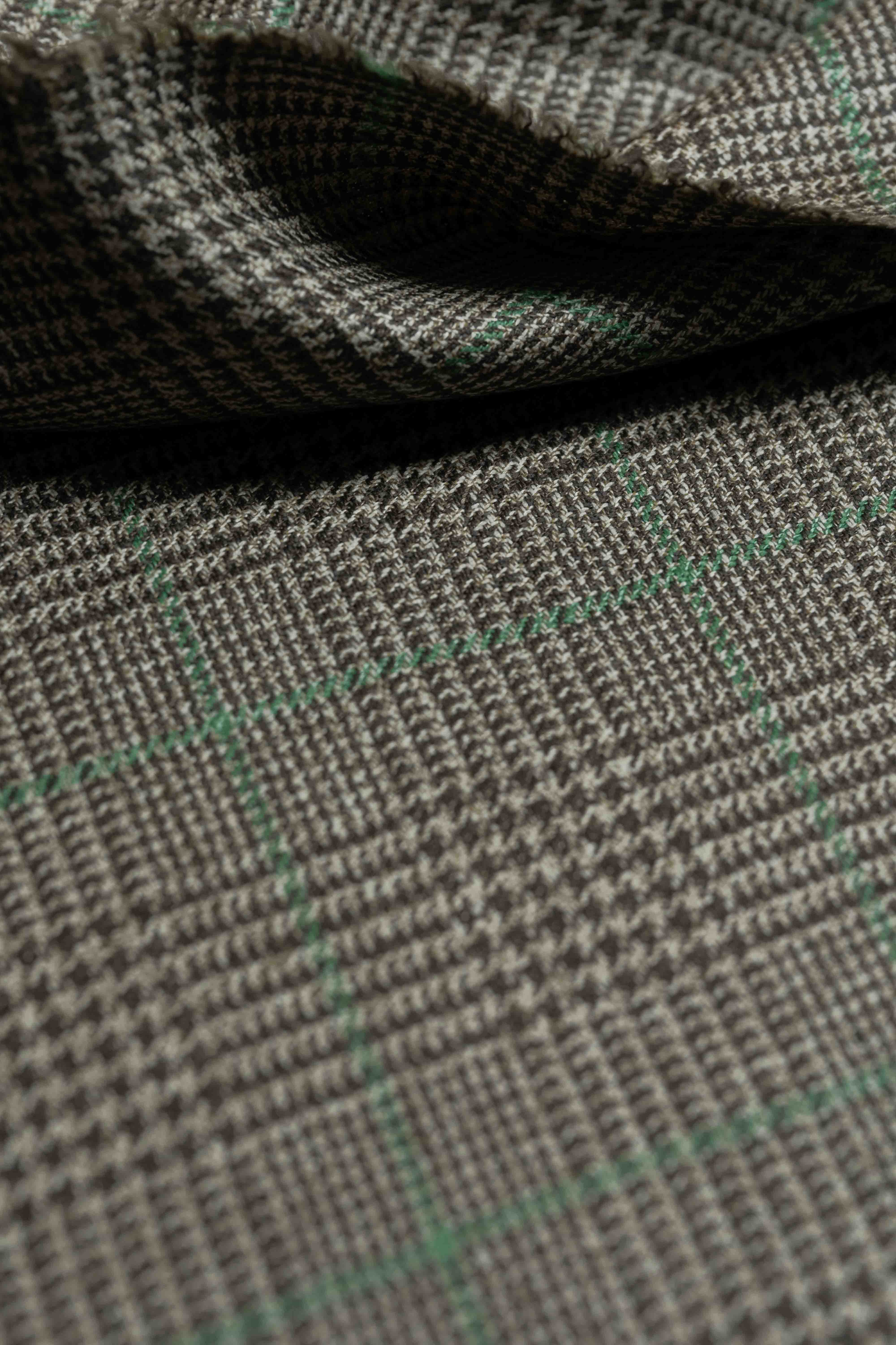 Marling & Evans Green Check PoW Lambswool Jacket Fabric-2.4m - Yoo's Club