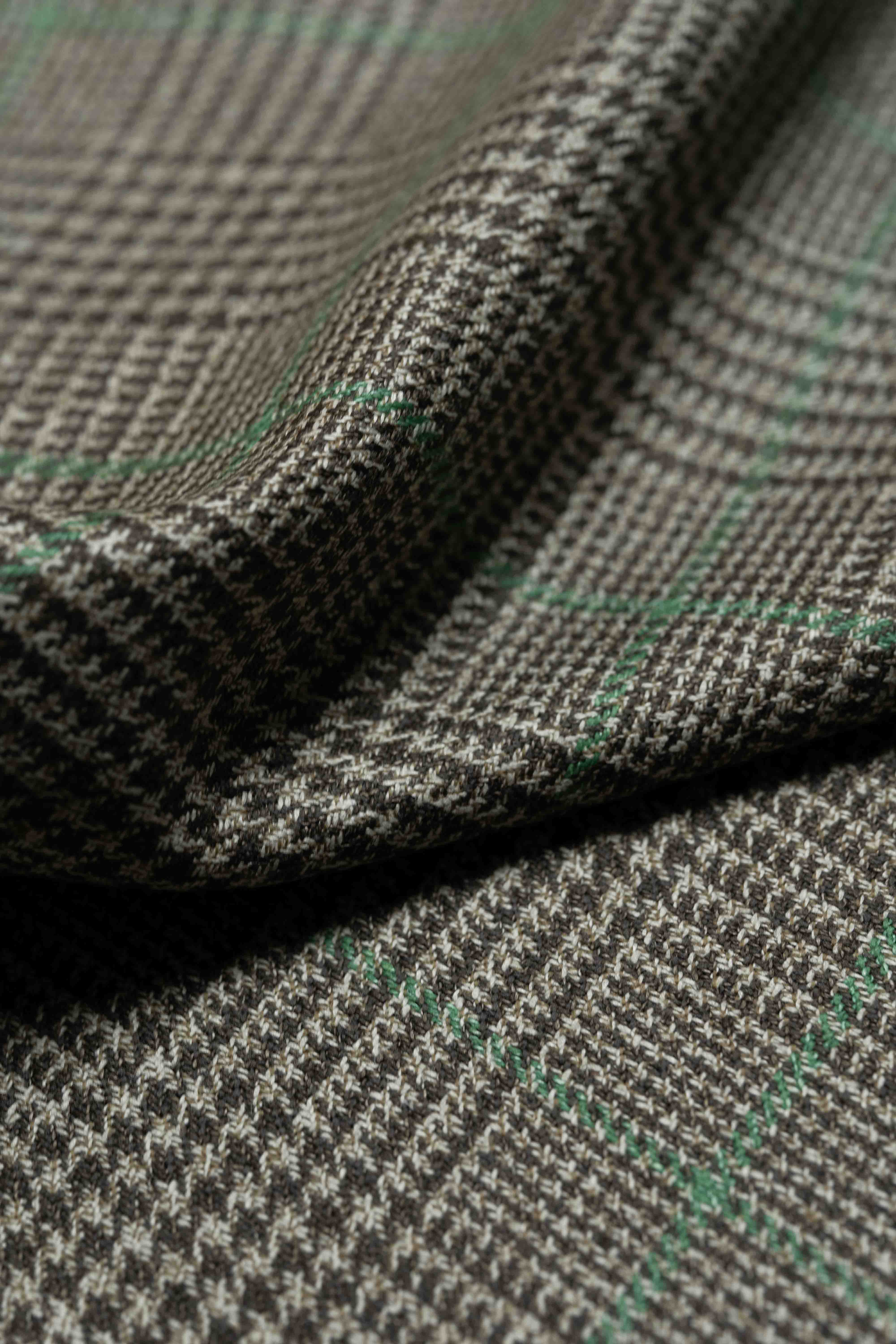 Marling & Evans Green Check PoW Lambswool Jacket Fabric-2.4m - Yoo's Club