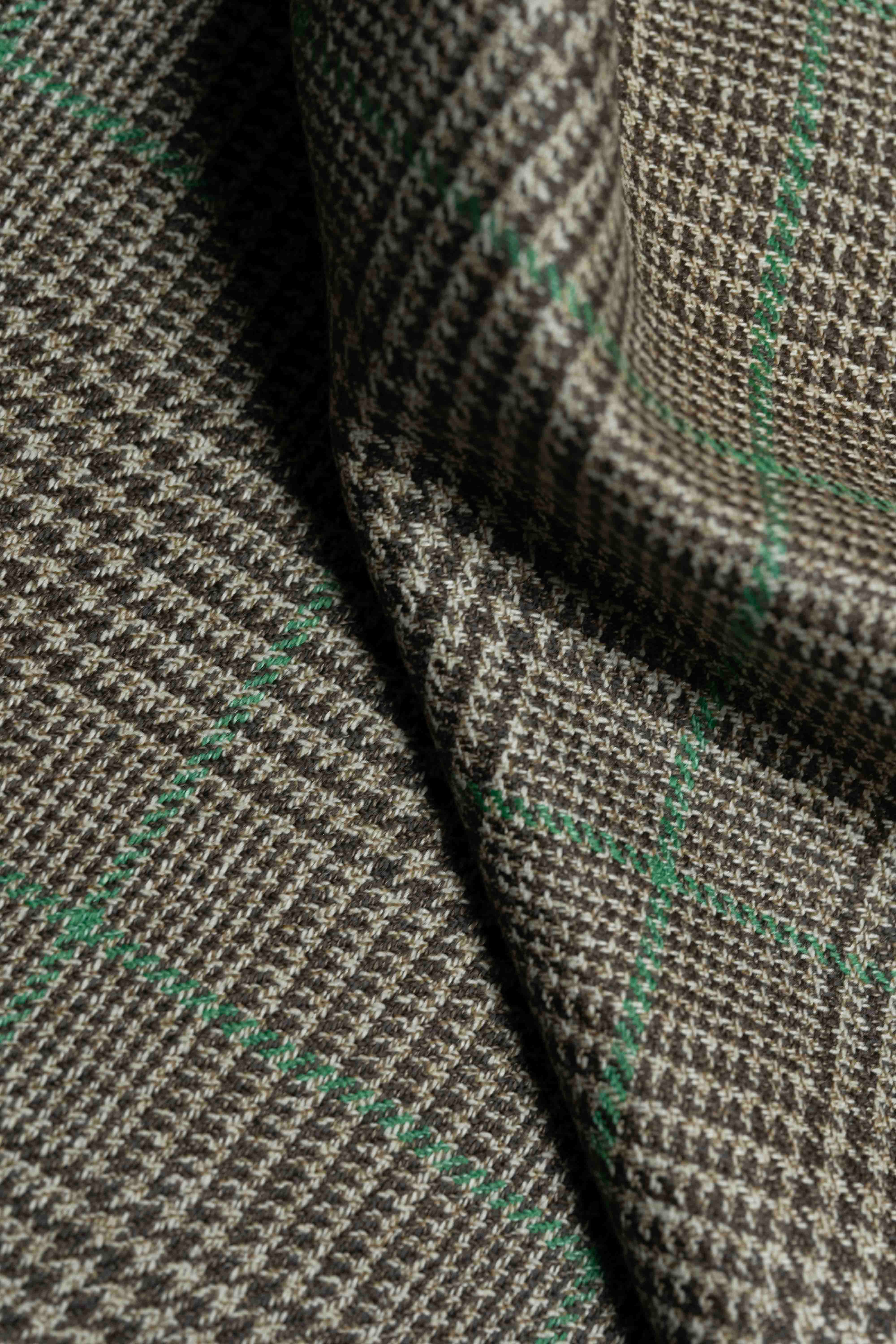 Marling & Evans Green Check PoW Lambswool Jacket Fabric-2.4m - Yoo's Club