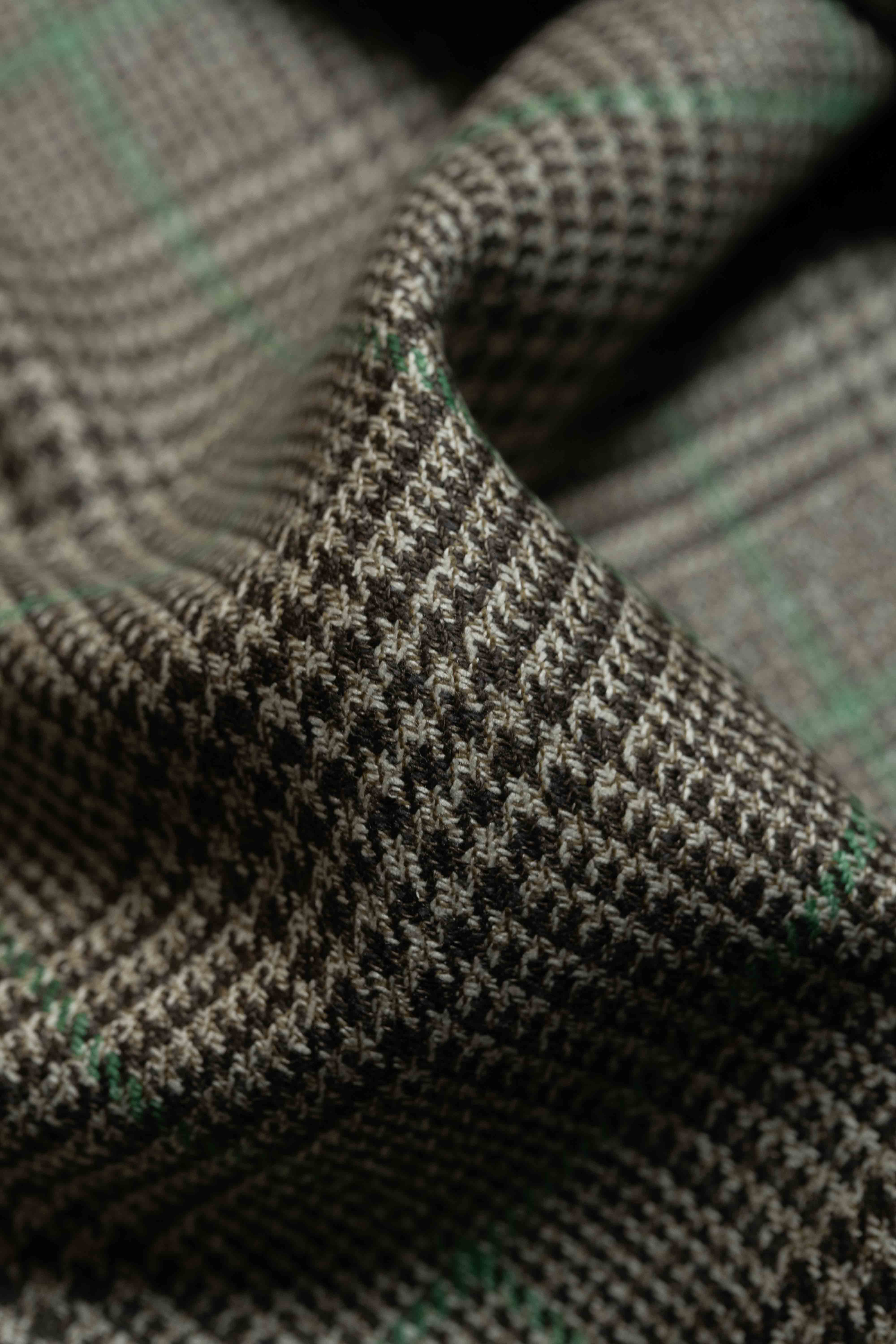Marling & Evans Green Check PoW Lambswool Jacket Fabric-2.4m - Yoo's Club