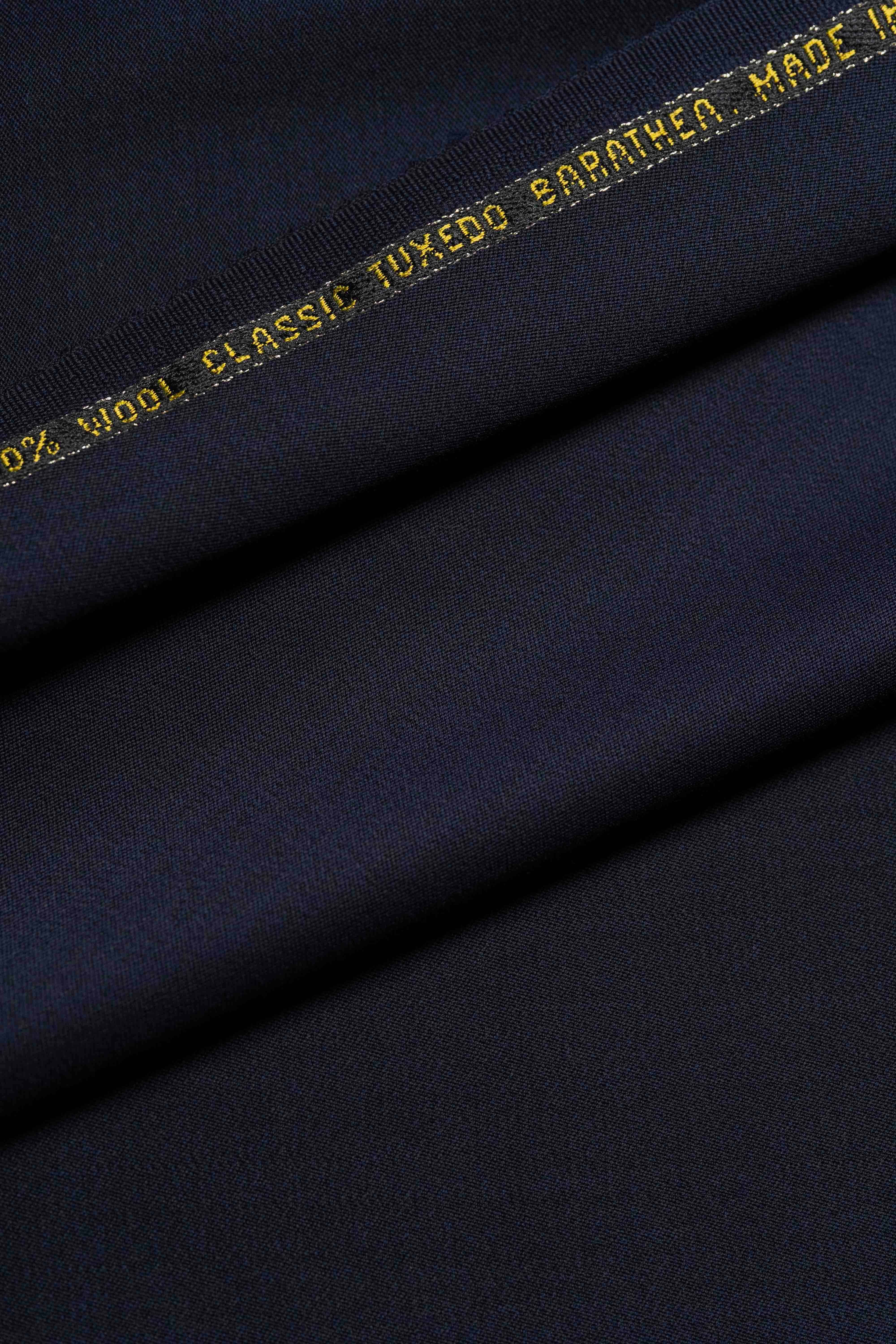 British Dark Navy Tuxedo Barathea Wool Suit Fabric (V23673)-3.1m - Yoo's Club