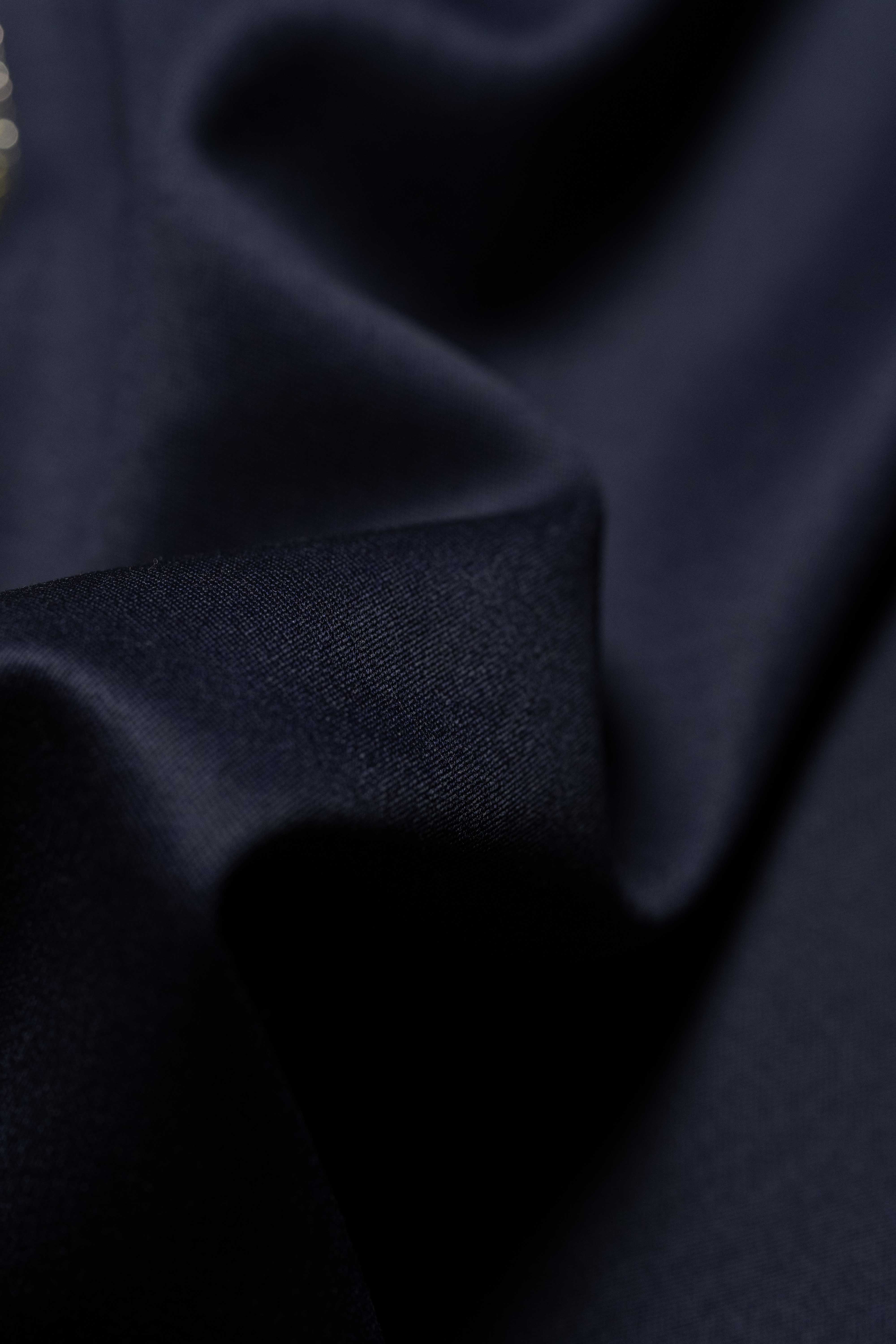 British Dark Navy Tuxedo Barathea Wool Suit Fabric (V23673)-3.1m - Yoo's Club