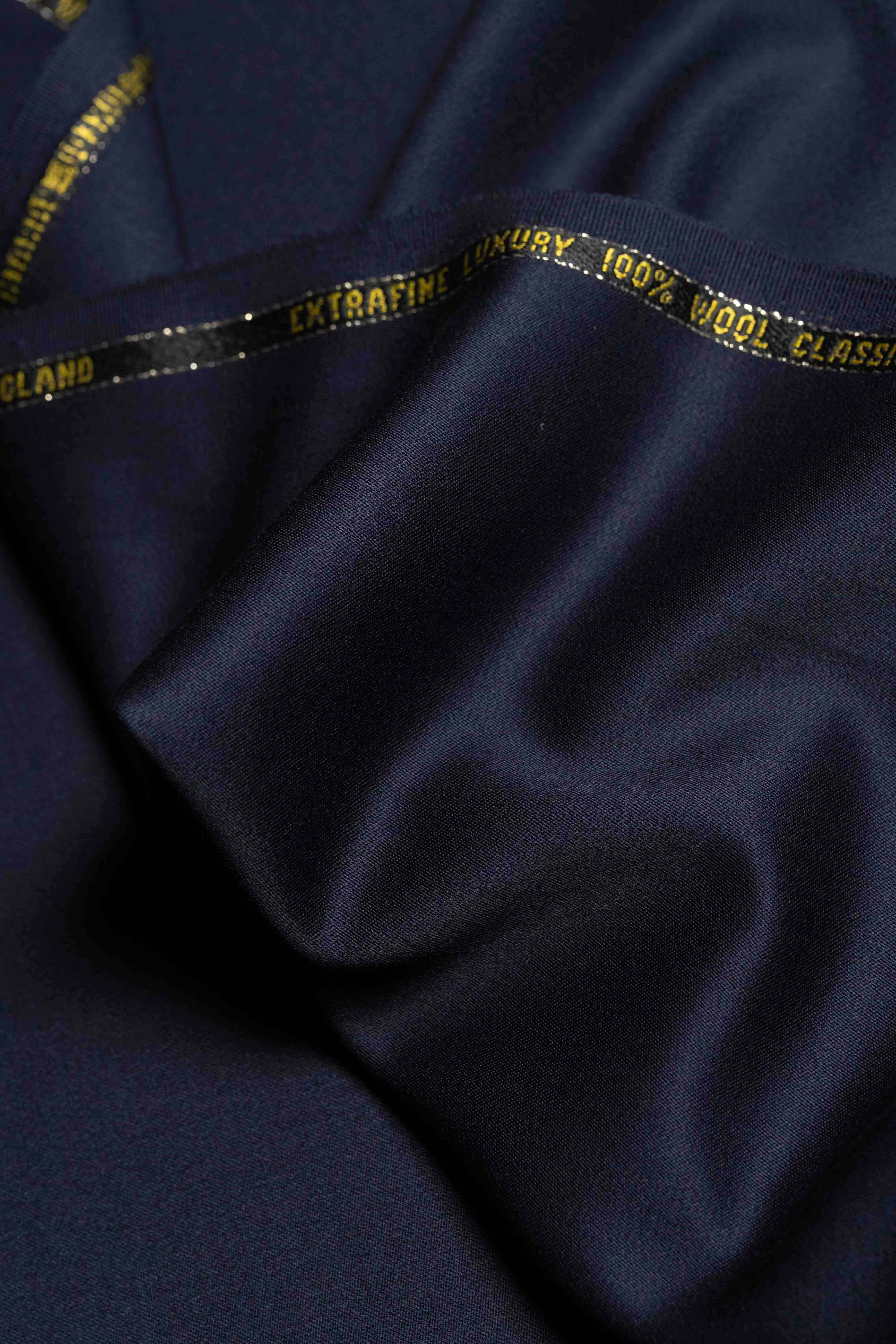 British Dark Navy Tuxedo Barathea Wool Suit Fabric (V23673)-3.1m - Yoo's Club