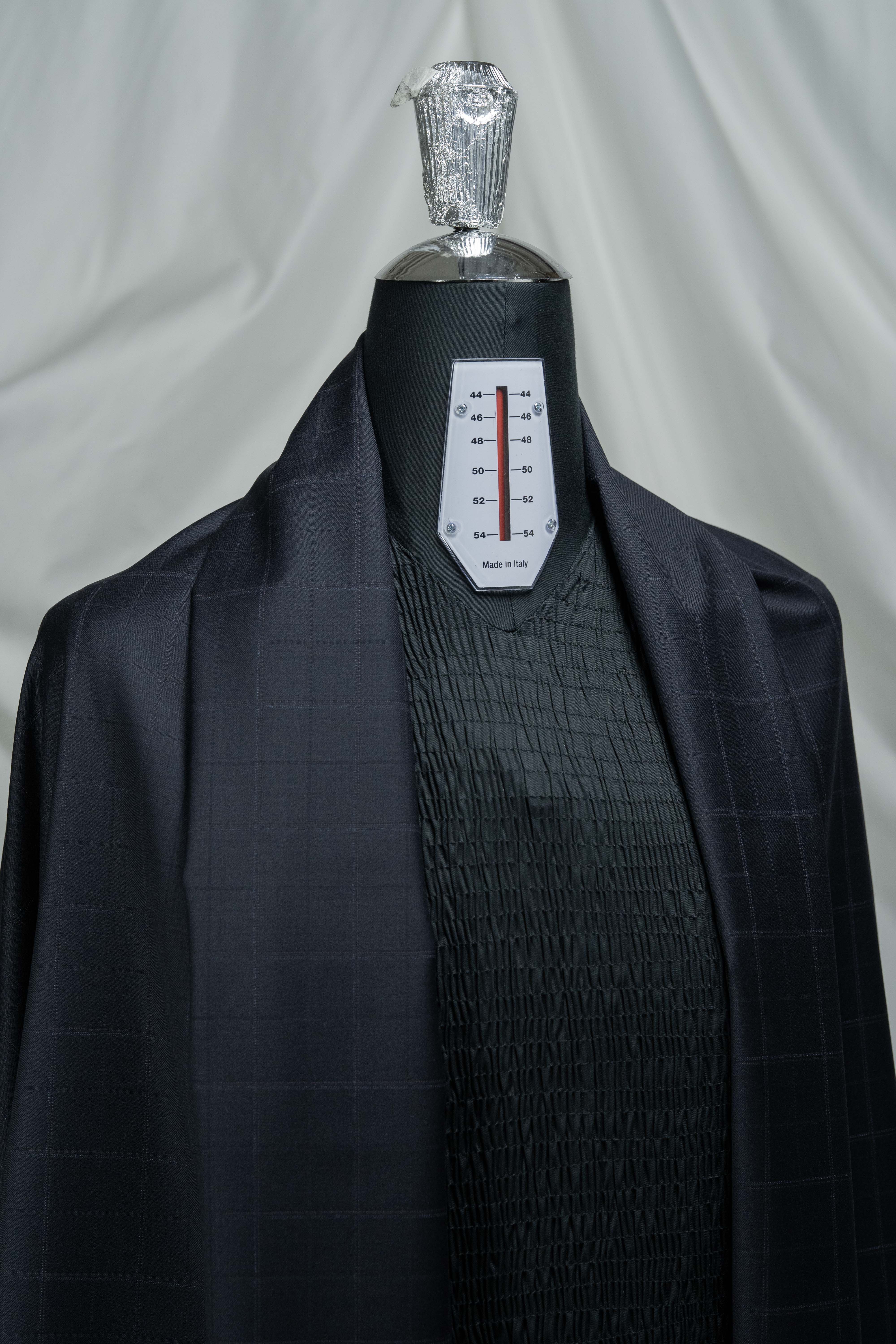 E.Thomas Midnight Blue Check Super 150's Suit Fabric (V23741)-3m