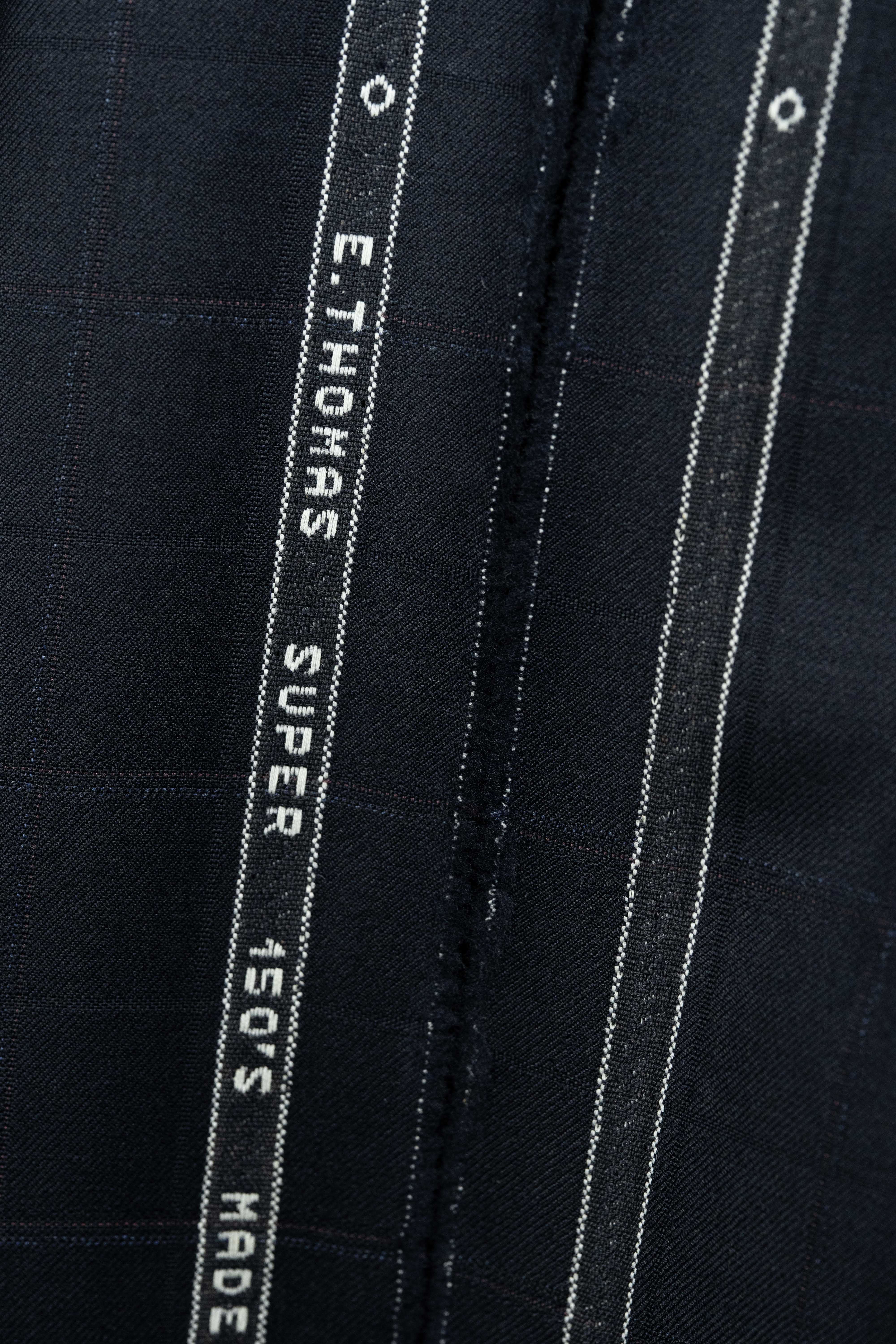E.Thomas Midnight Blue Check Super 150's Suit Fabric (V23741)-3m - Yoo's Club