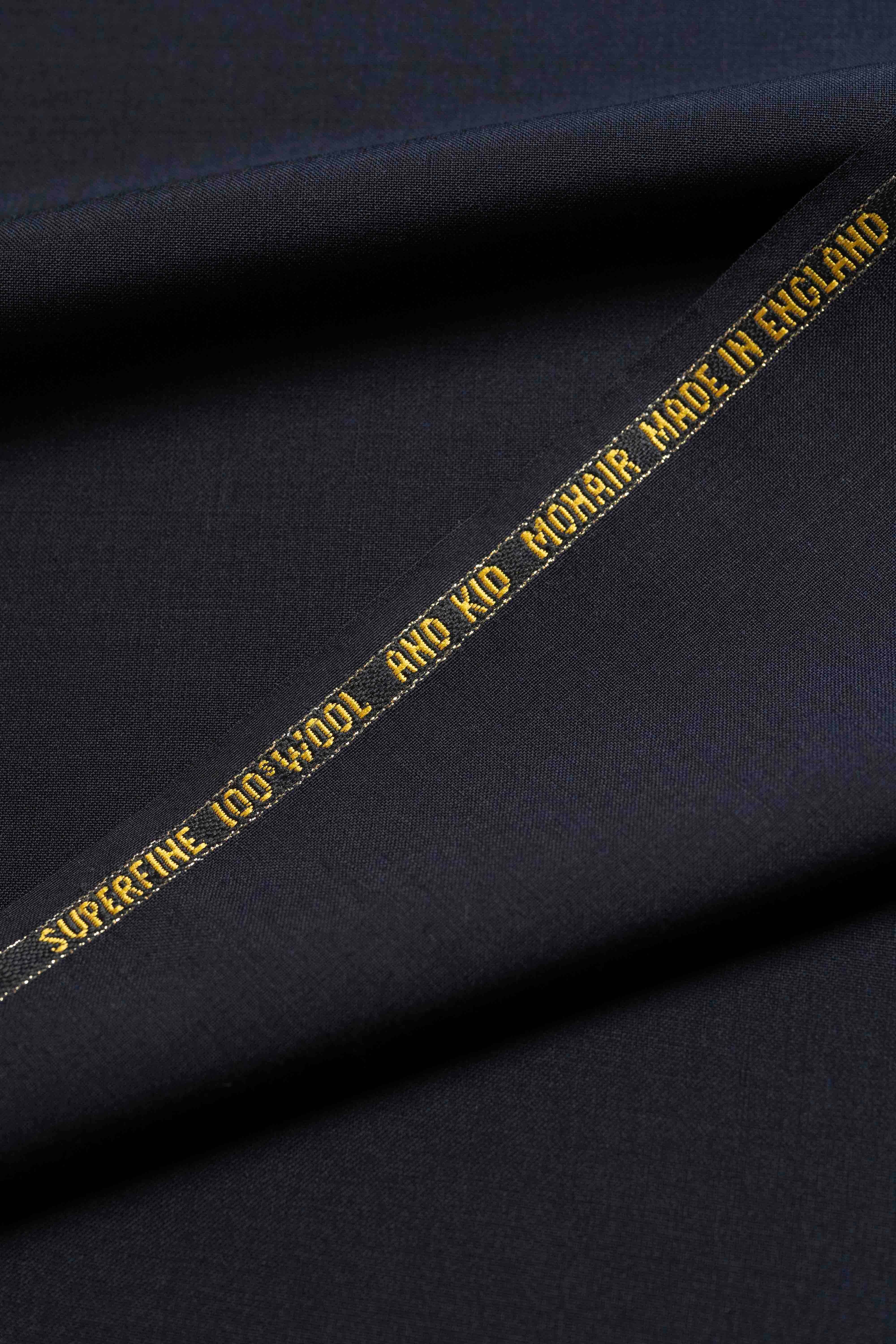 Dark Navy Super 100's Wool & Kid Mohair Fabric (V23669)-3.7m - Yoo's Club