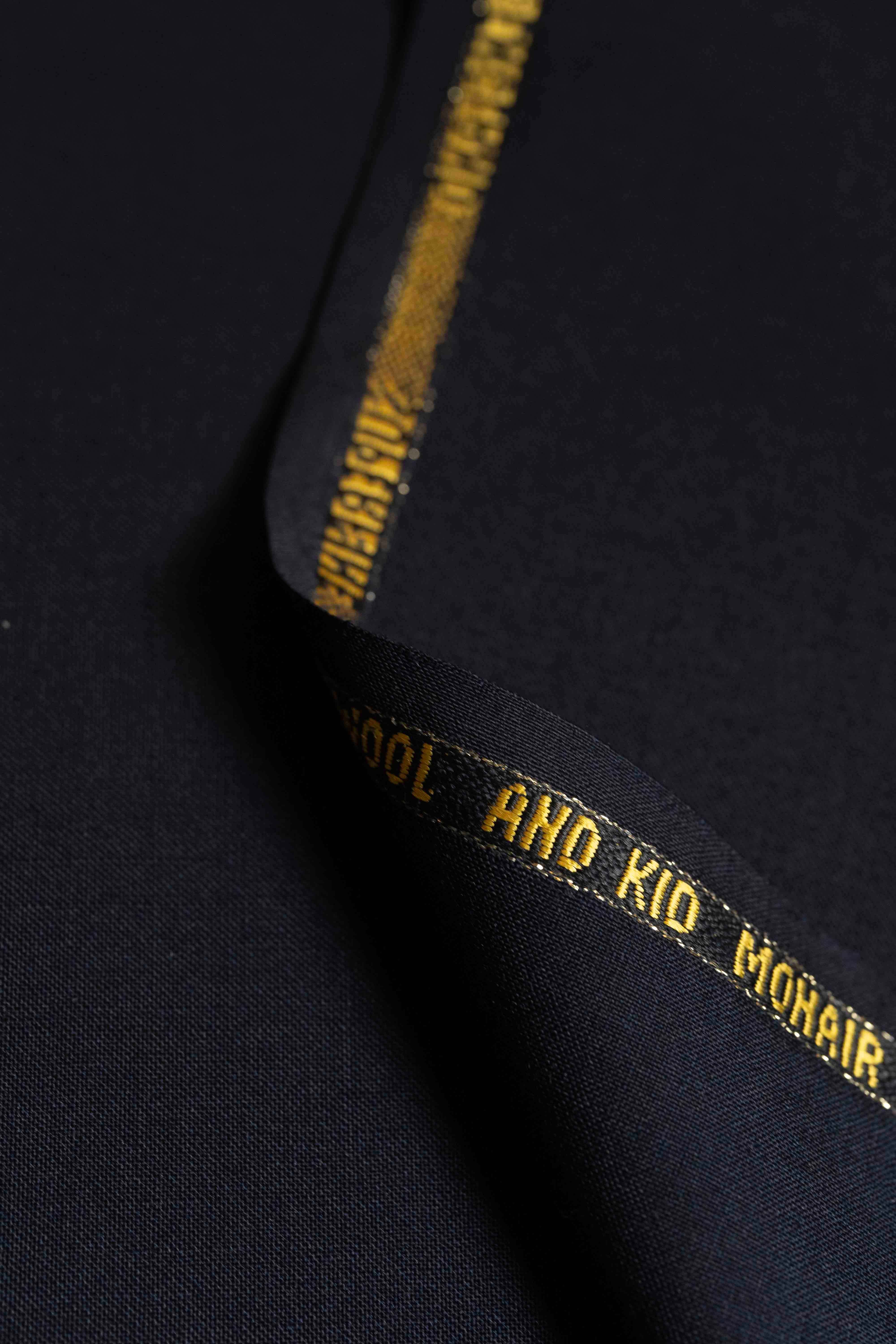 Dark Navy Super 100's Wool & Kid Mohair Fabric (V23669)-3.7m - Yoo's Club