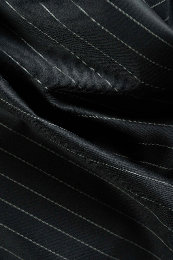 Tessuti Ferre Black Stripe Super 120's Wool Suit Fabric (V23739)-3m