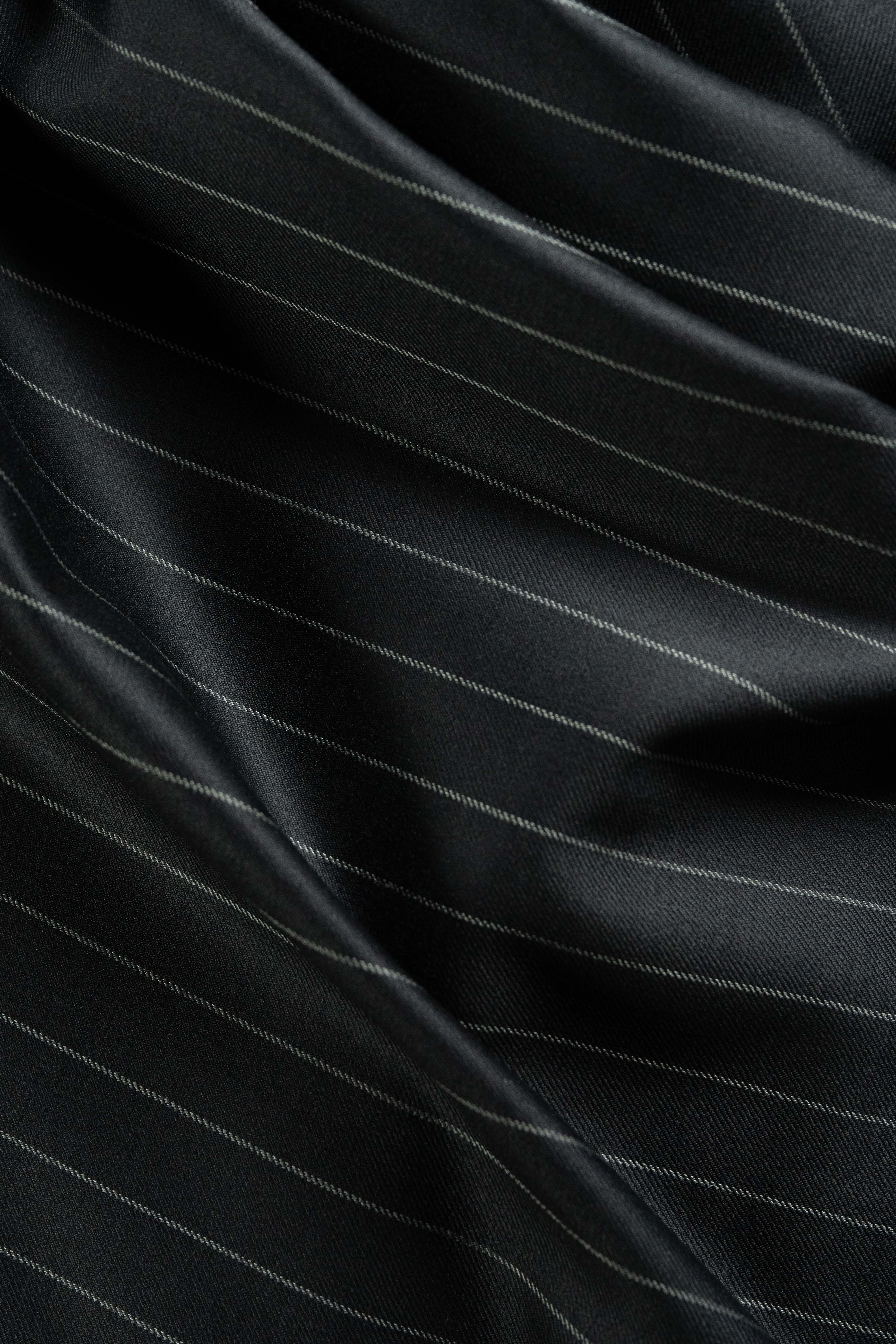 Tessuti Ferre Black Stripe Super 120's Wool Suit Fabric (V23739)-3m - Yoo's Club