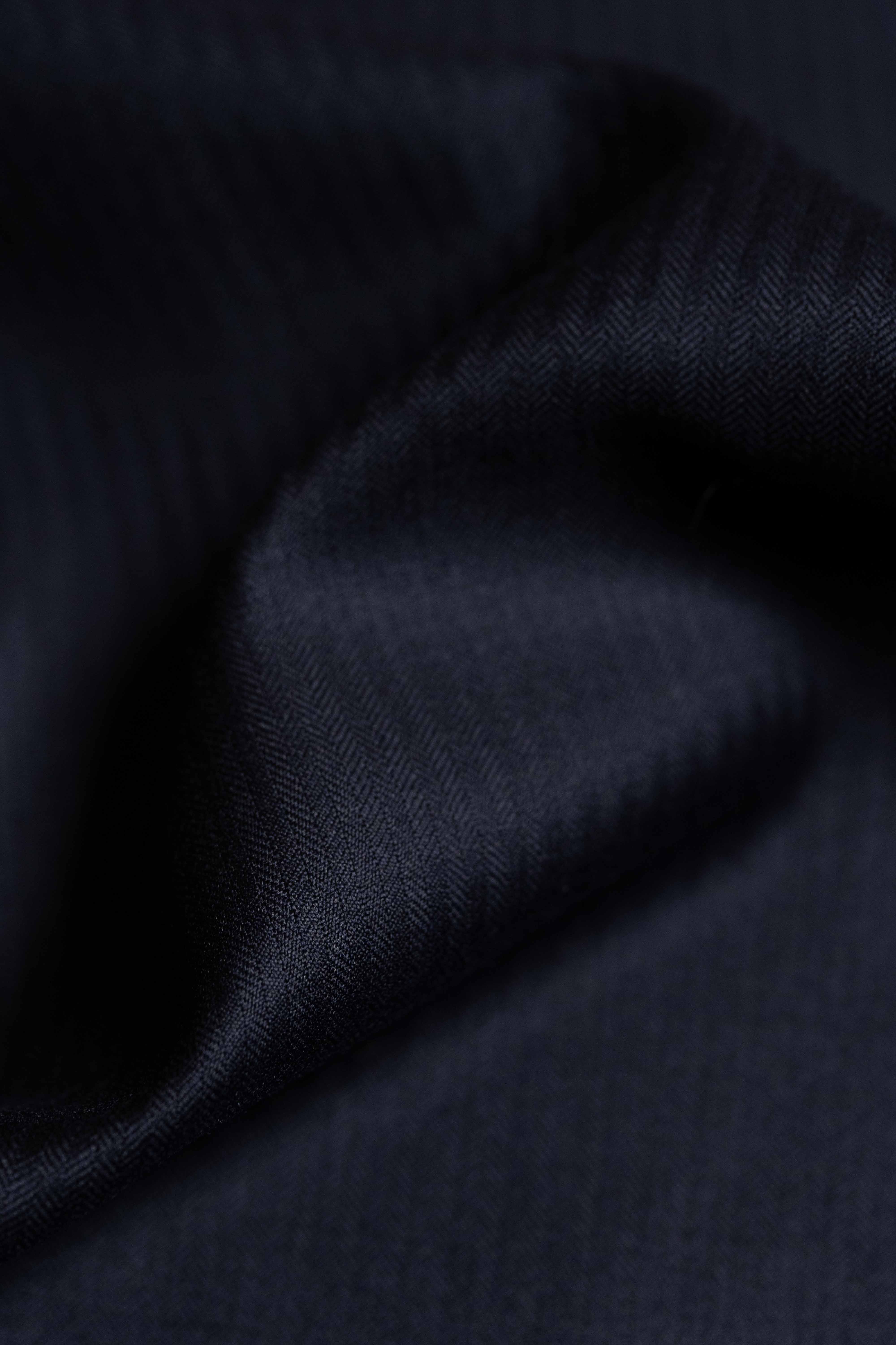 Dormeuil Dark Navy Herringbone Super 100's Trousers Fabric -2.4m - Yoo's Club