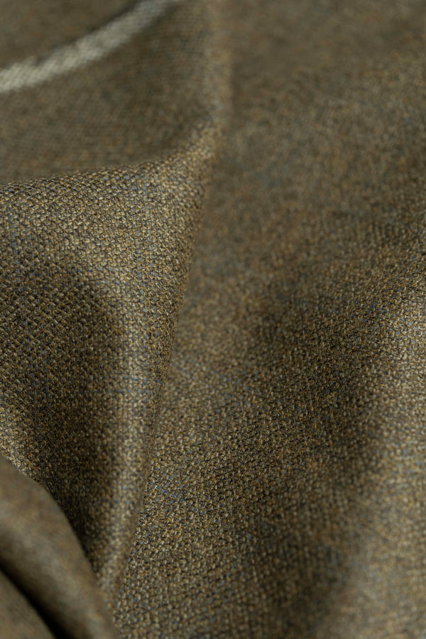 Olive Green Wood Pure Wool Jacketing Fabric (v23774)-2m