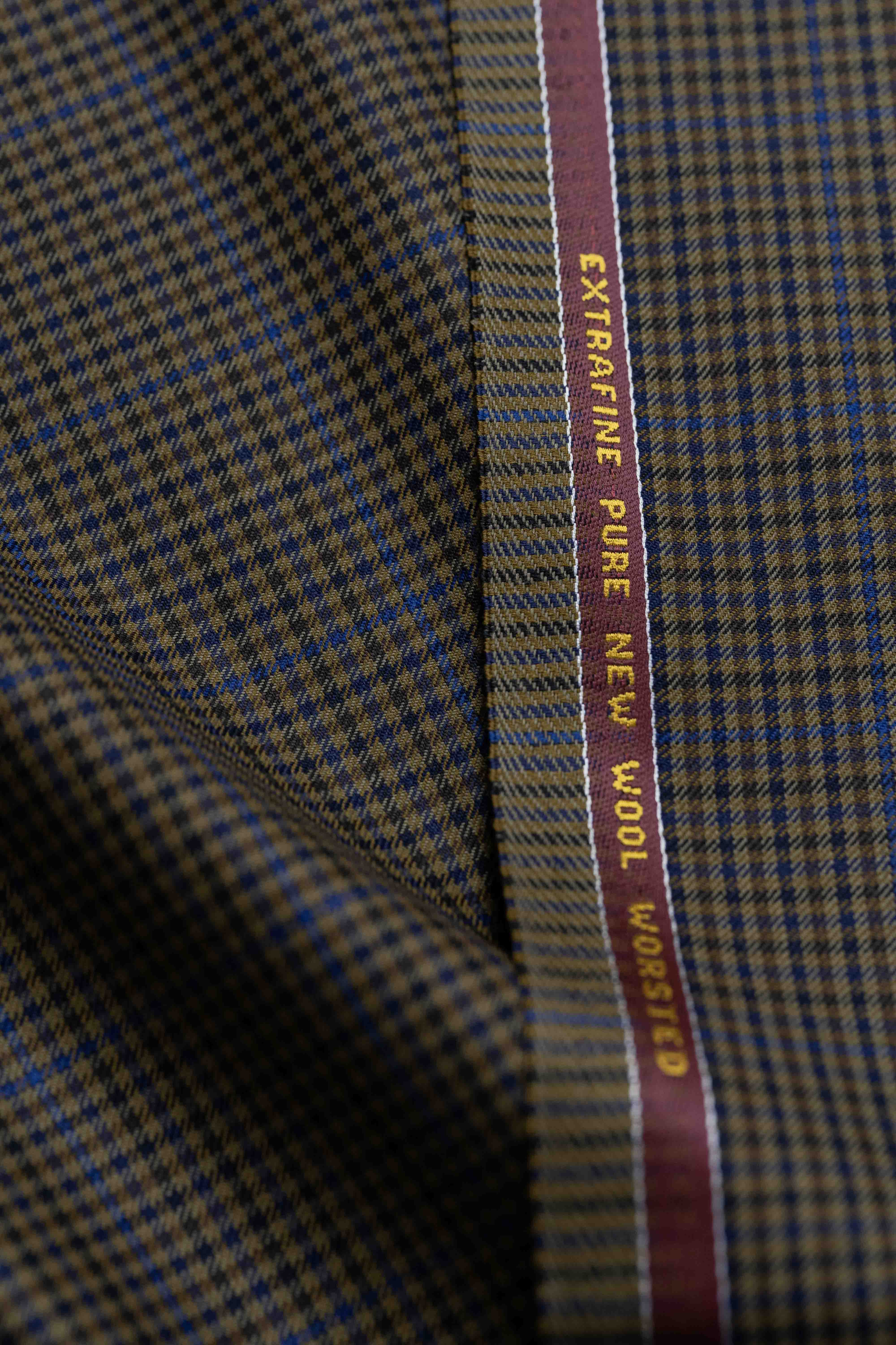 Barrington Blue Brown Check Wool Suit Jacket Fabric (17026)-3m - Yoo's Club