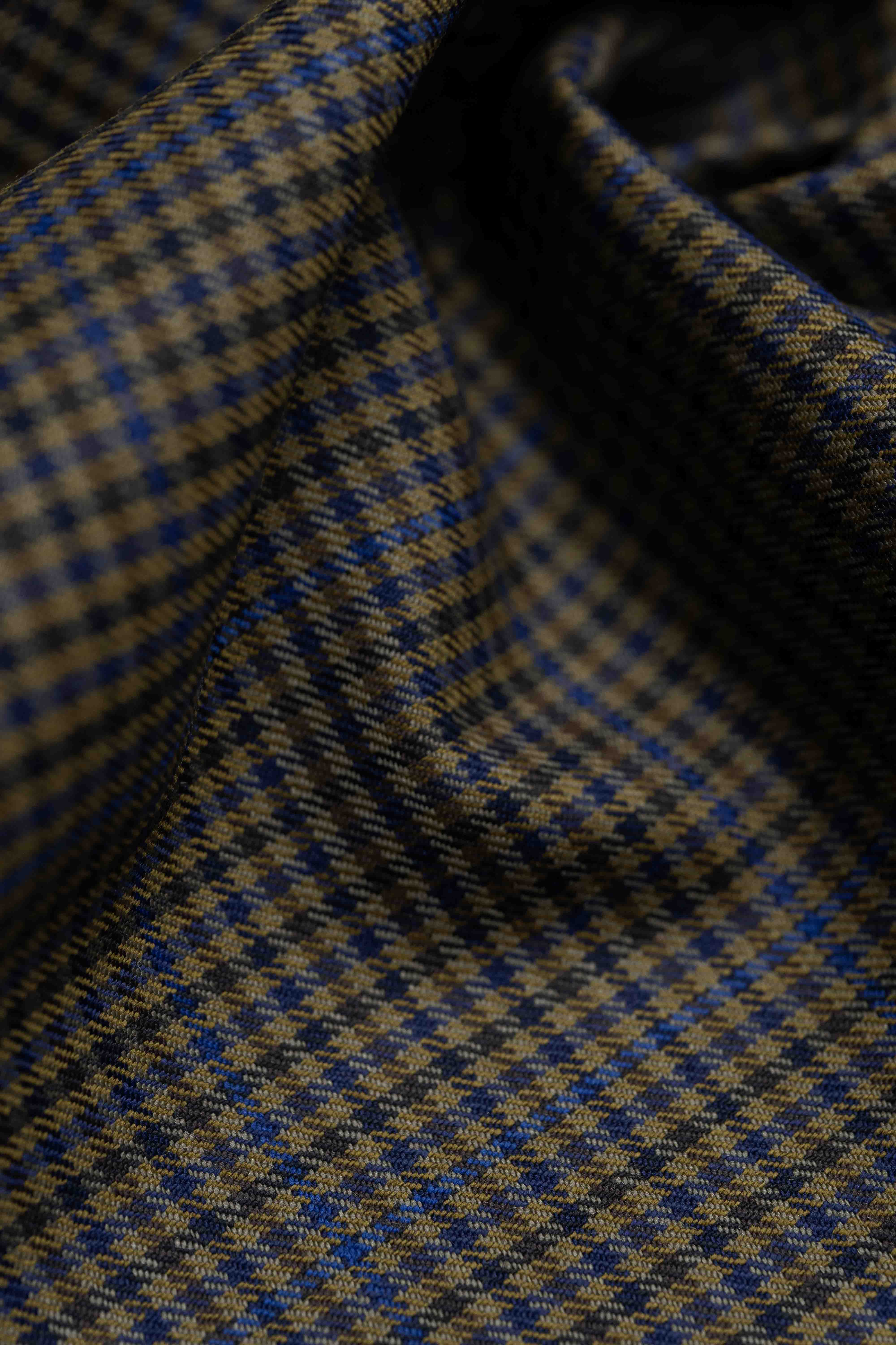 Barrington Blue Brown Check Wool Suit Jacket Fabric (17026)-3m - Yoo's Club