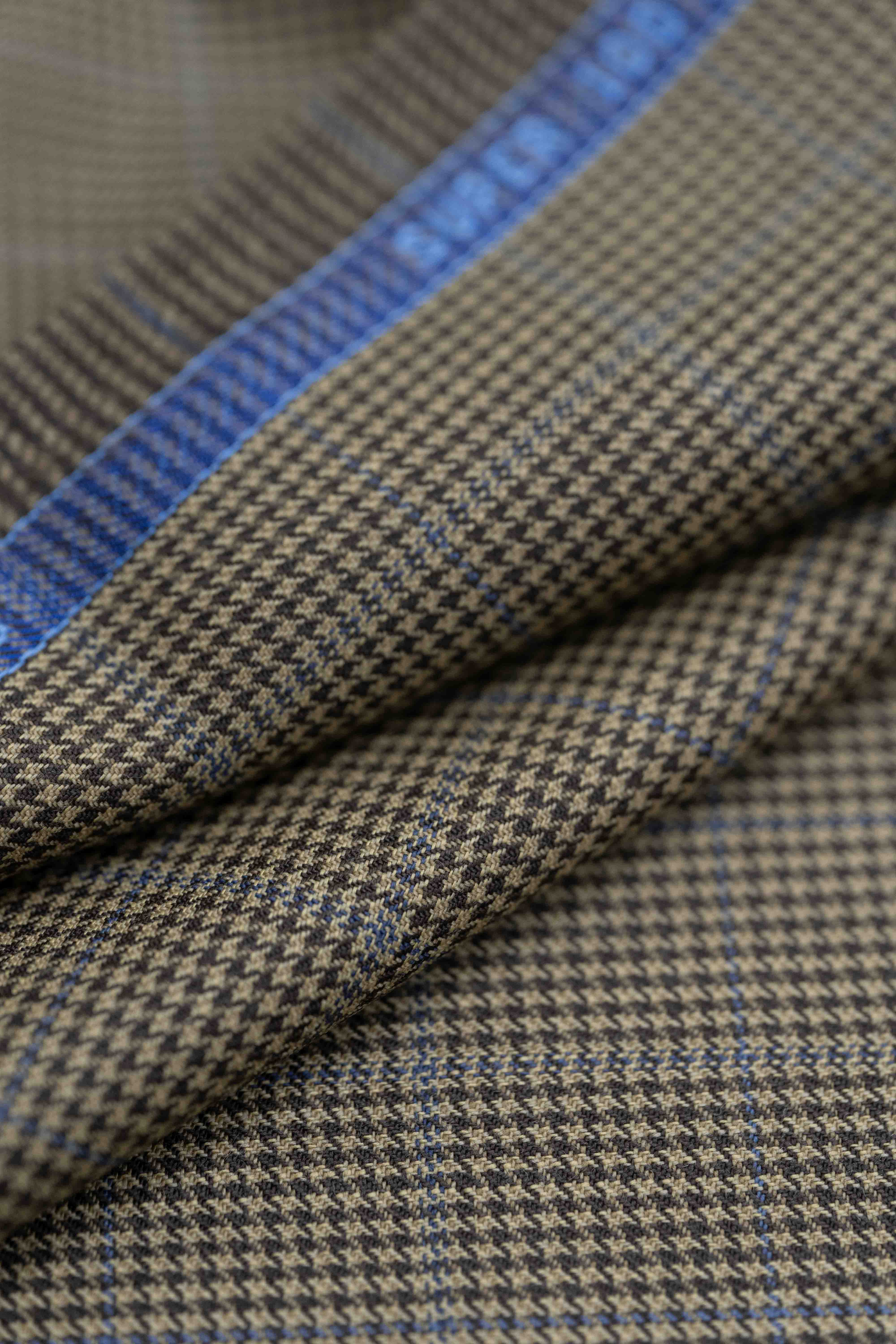 Huddersfield Cloth Light Brown Check Wool Suit Jacket Fabric (H7761)-2.2m - Yoo's Club