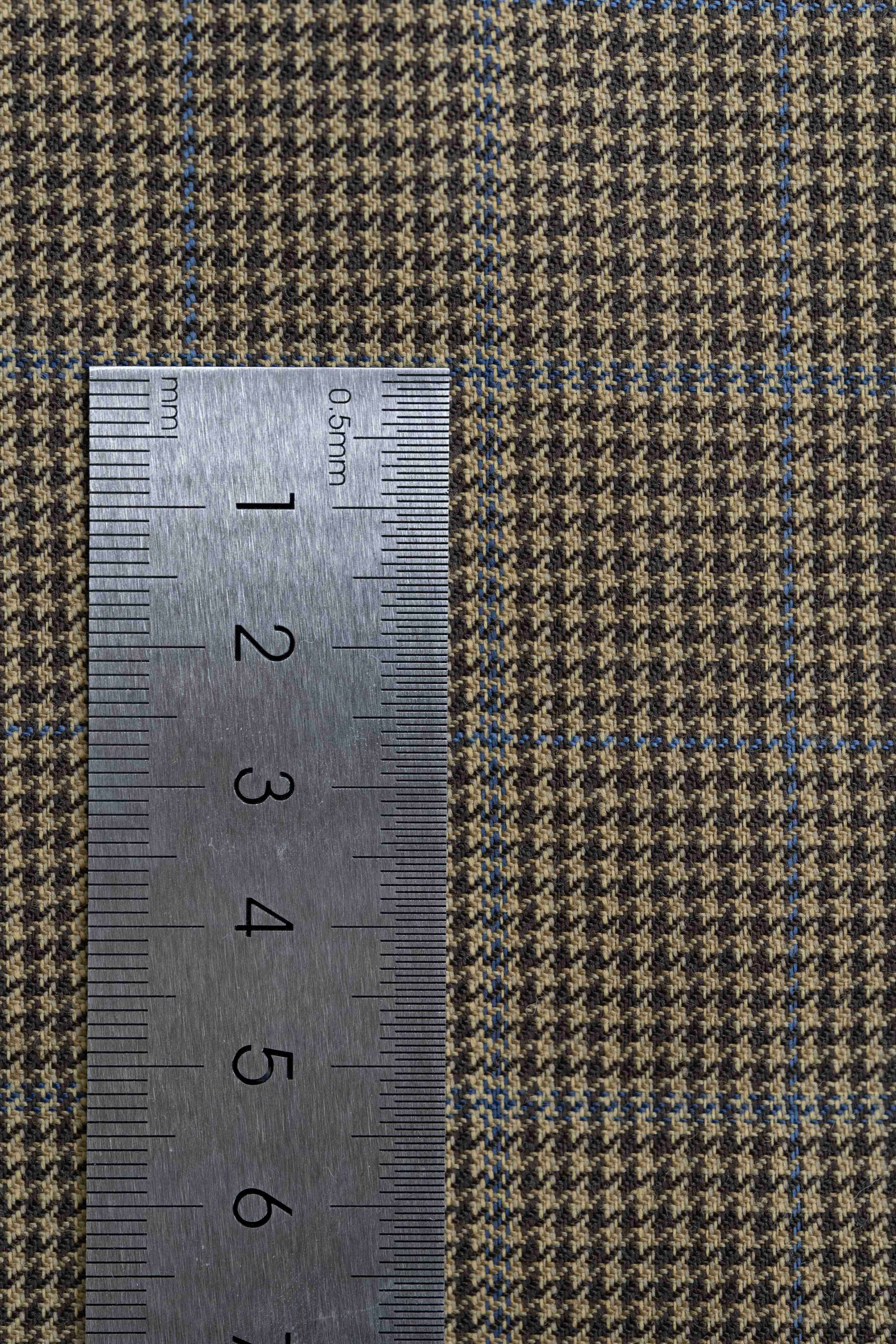 Huddersfield Cloth Light Brown Check Wool Suit Jacket Fabric (H7761)-2.2m - Yoo's Club