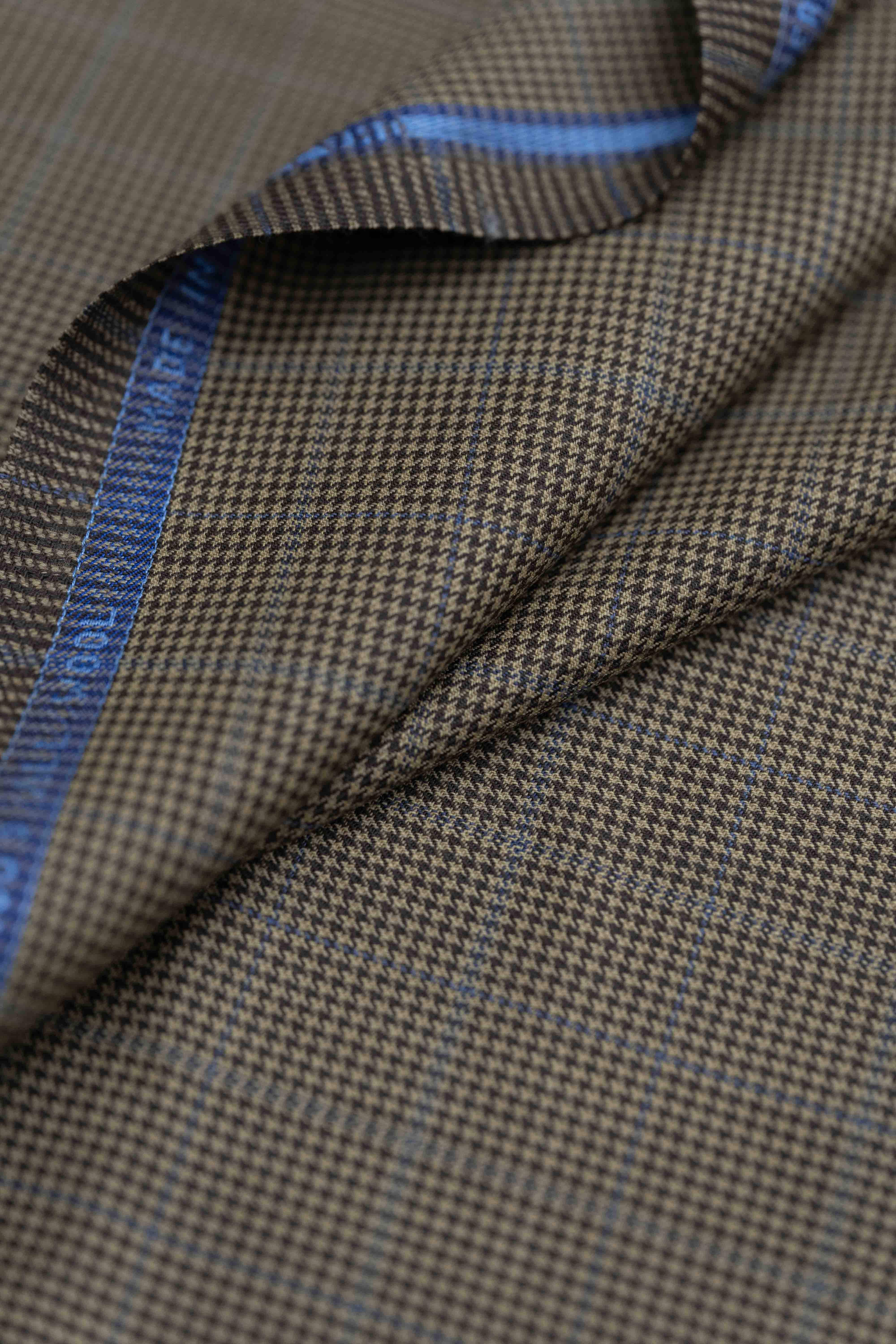 Huddersfield Cloth Light Brown Check Wool Suit Jacket Fabric (H7761)-2.2m - Yoo's Club