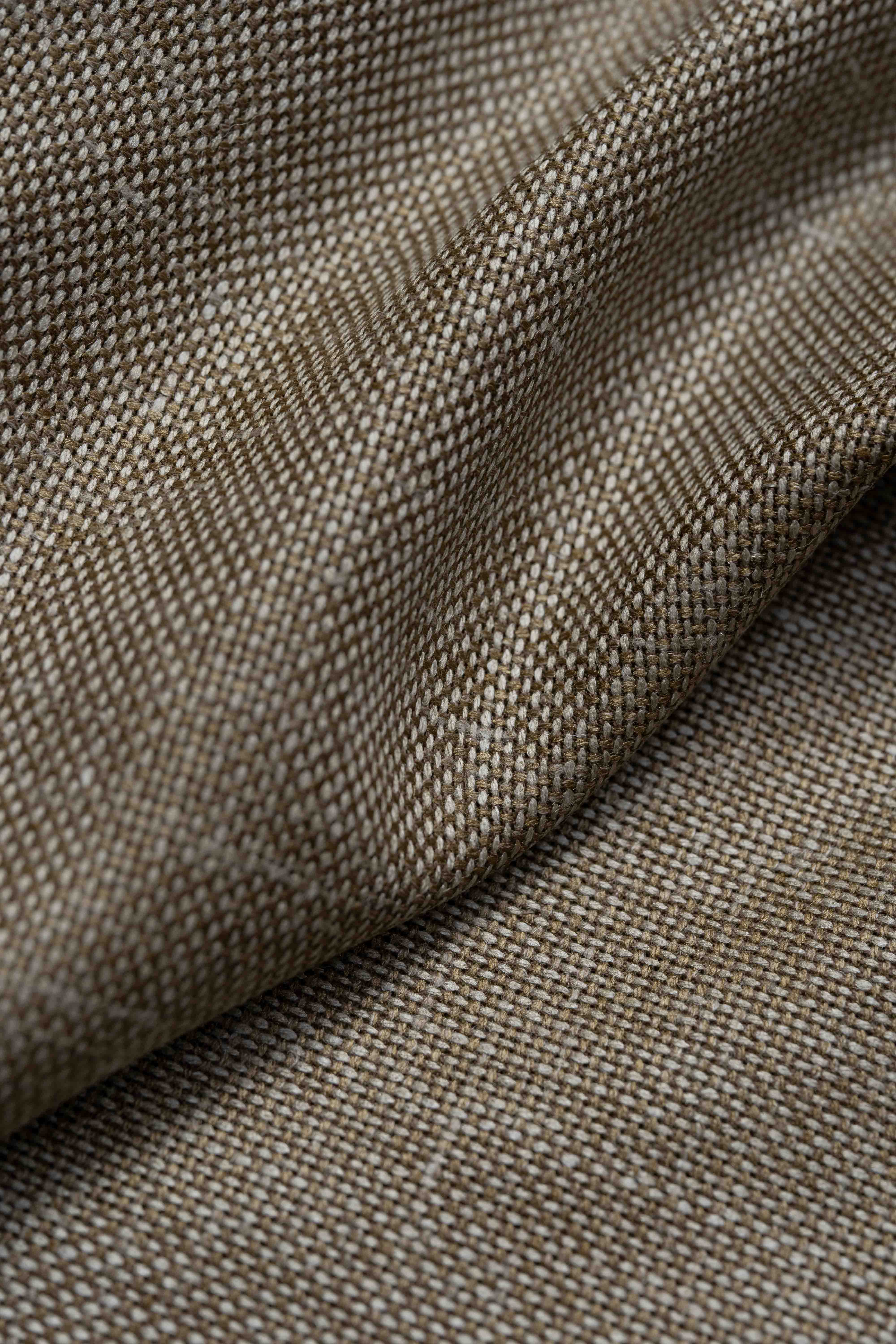 Groves & Lindley Khaki Wool Silk Mohair Linen Suit Jacket Fabric (3914)-2m - Yoo's Club