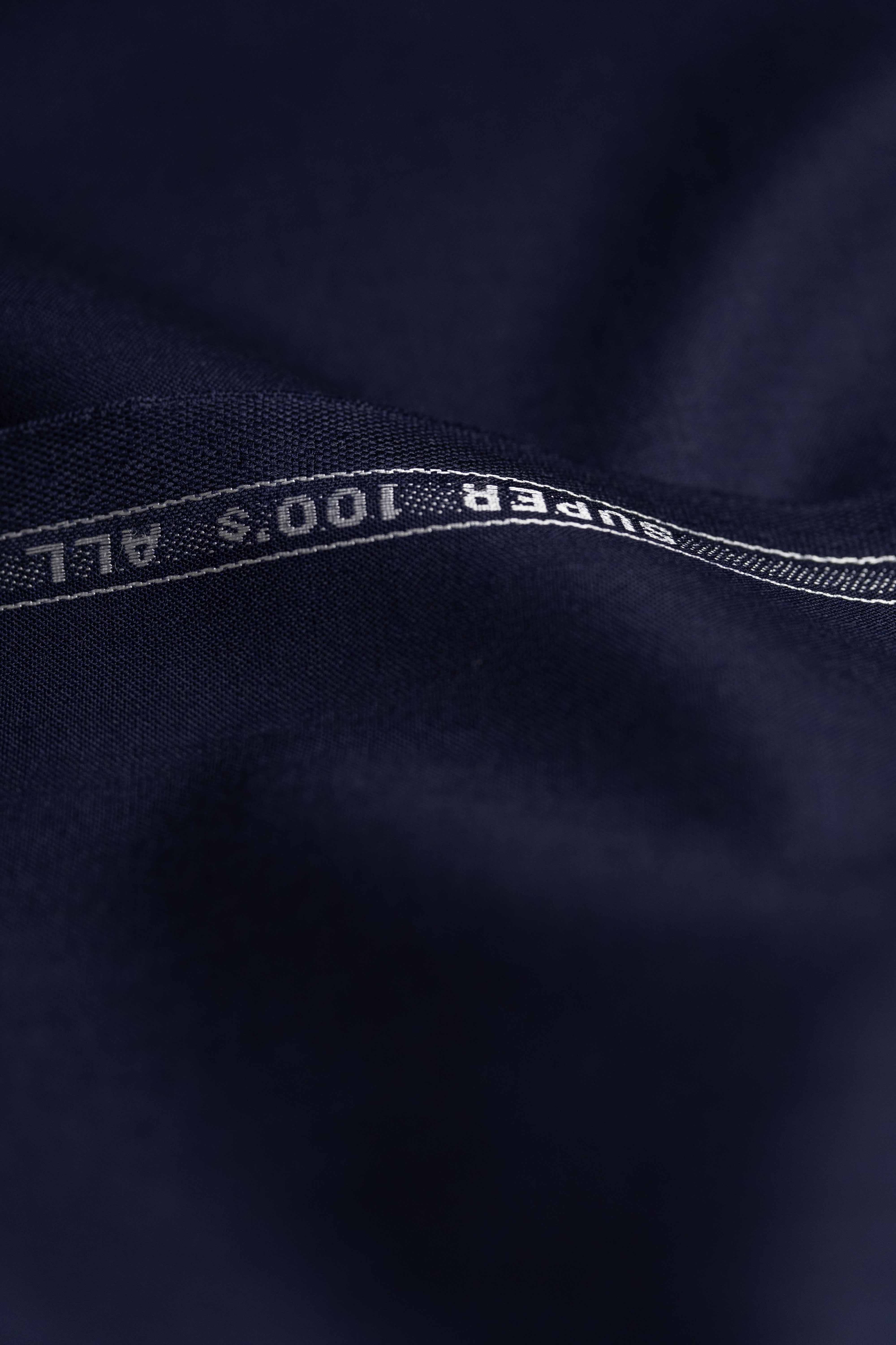 Groves & Lindley Super 100's Wool Navy Suit Fabric (3816)-3.2m - Yoo's Club
