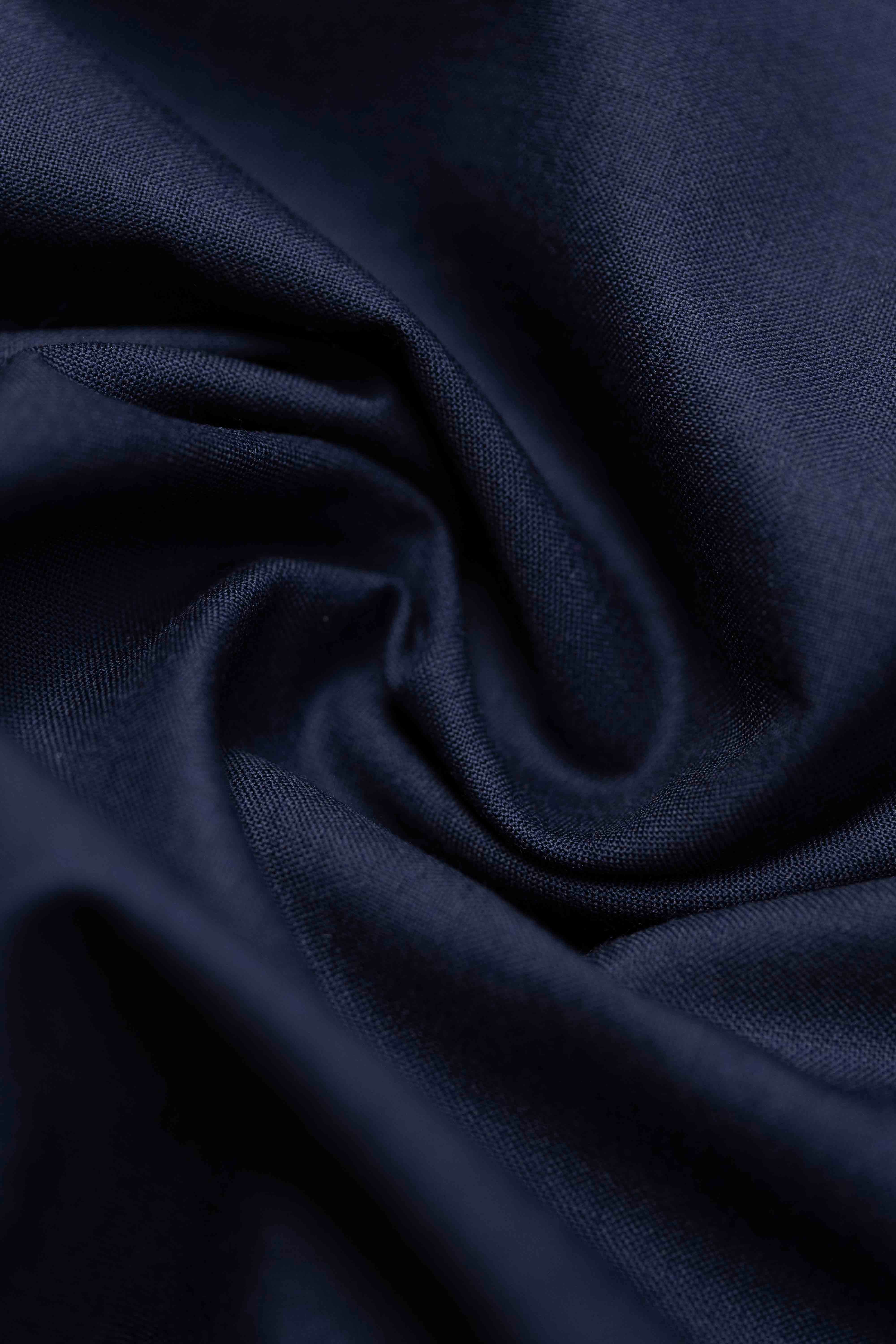Groves & Lindley Super 100's Wool Navy Suit Fabric (3816)-3.2m - Yoo's Club