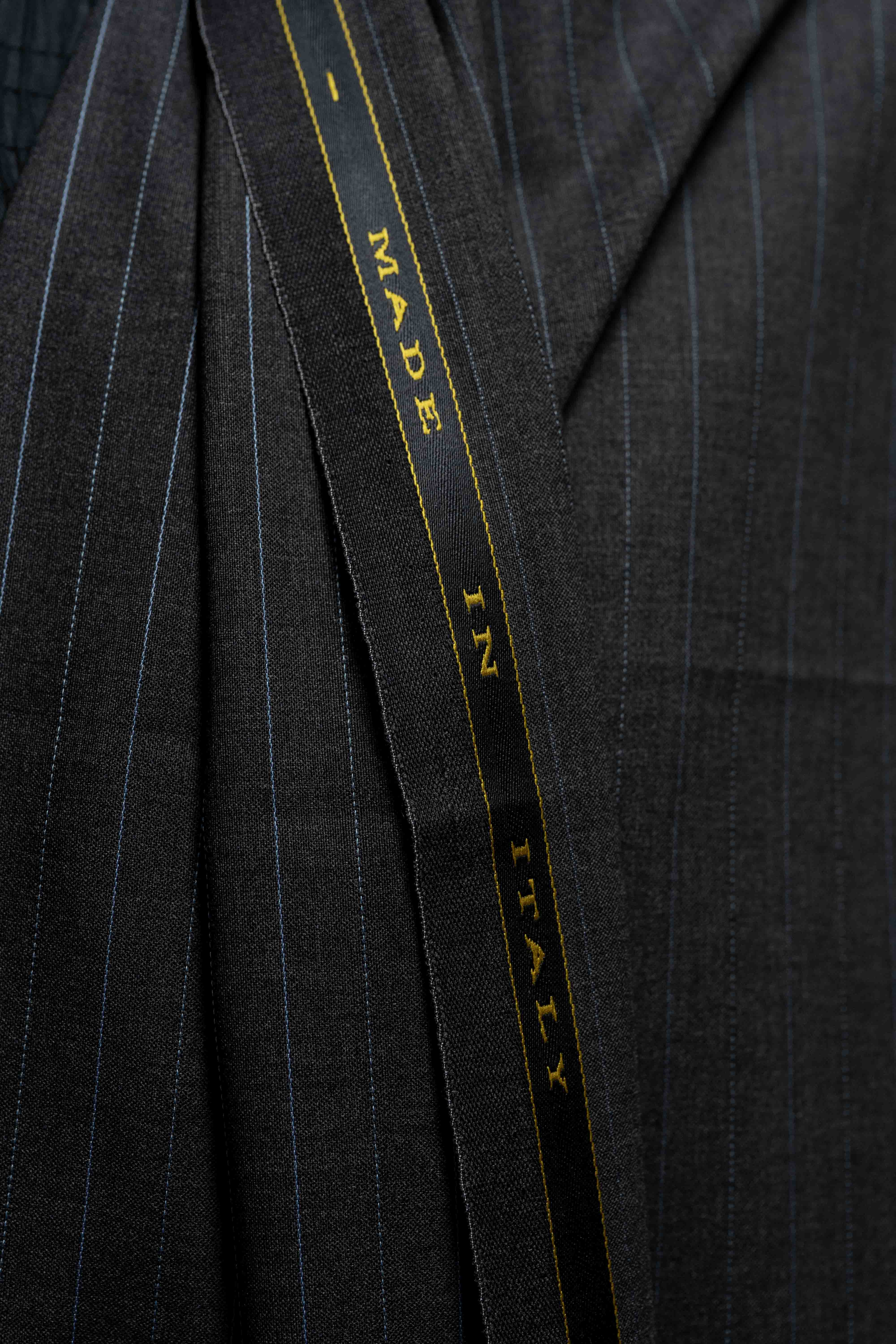 Reda Charcoal Blue Stripe Wool Suit Fabric (V23391)-3m - Yoo's Club