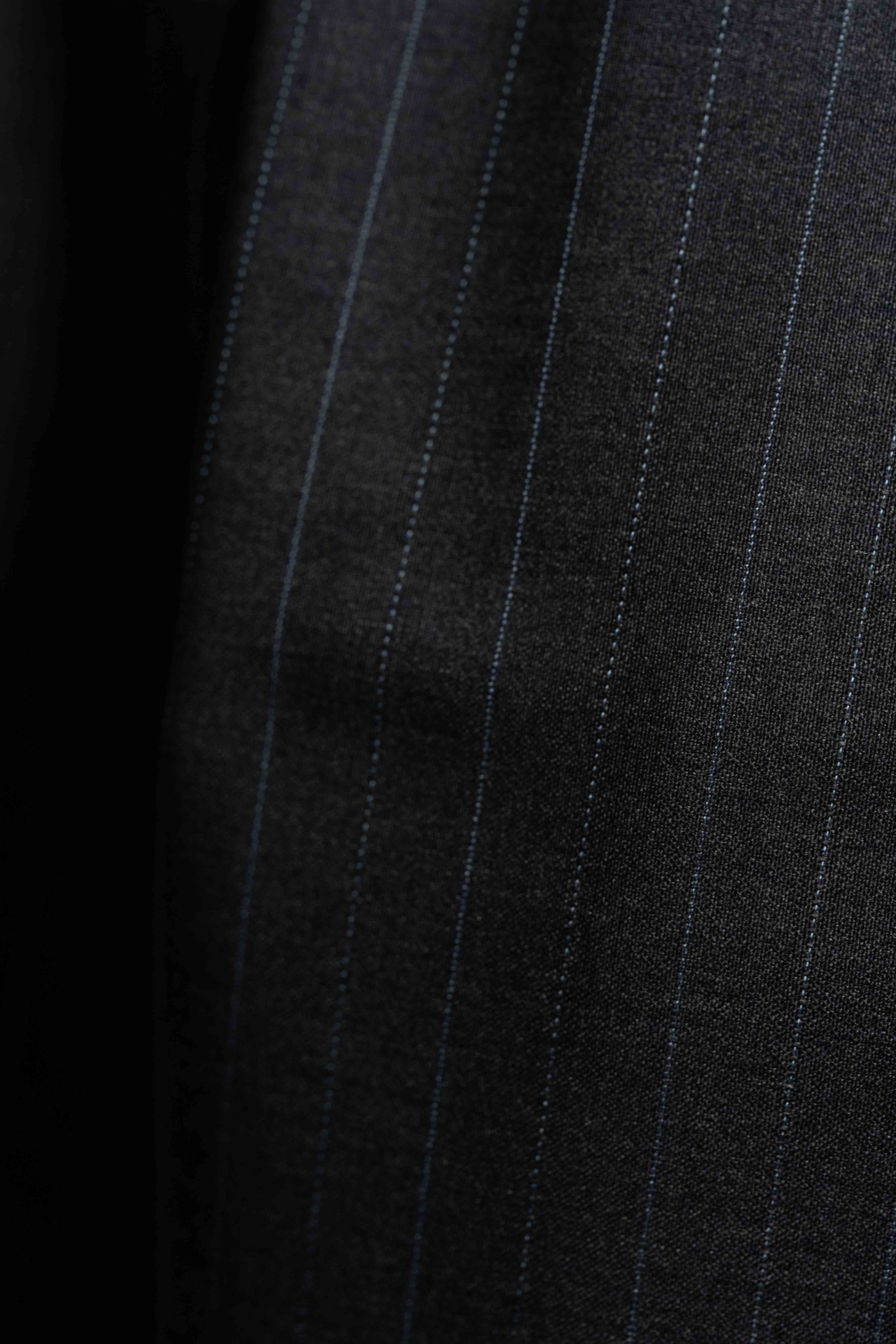 Reda Charcoal Blue Stripe Wool Suit Fabric (V23391)-3m - Yoo's Club