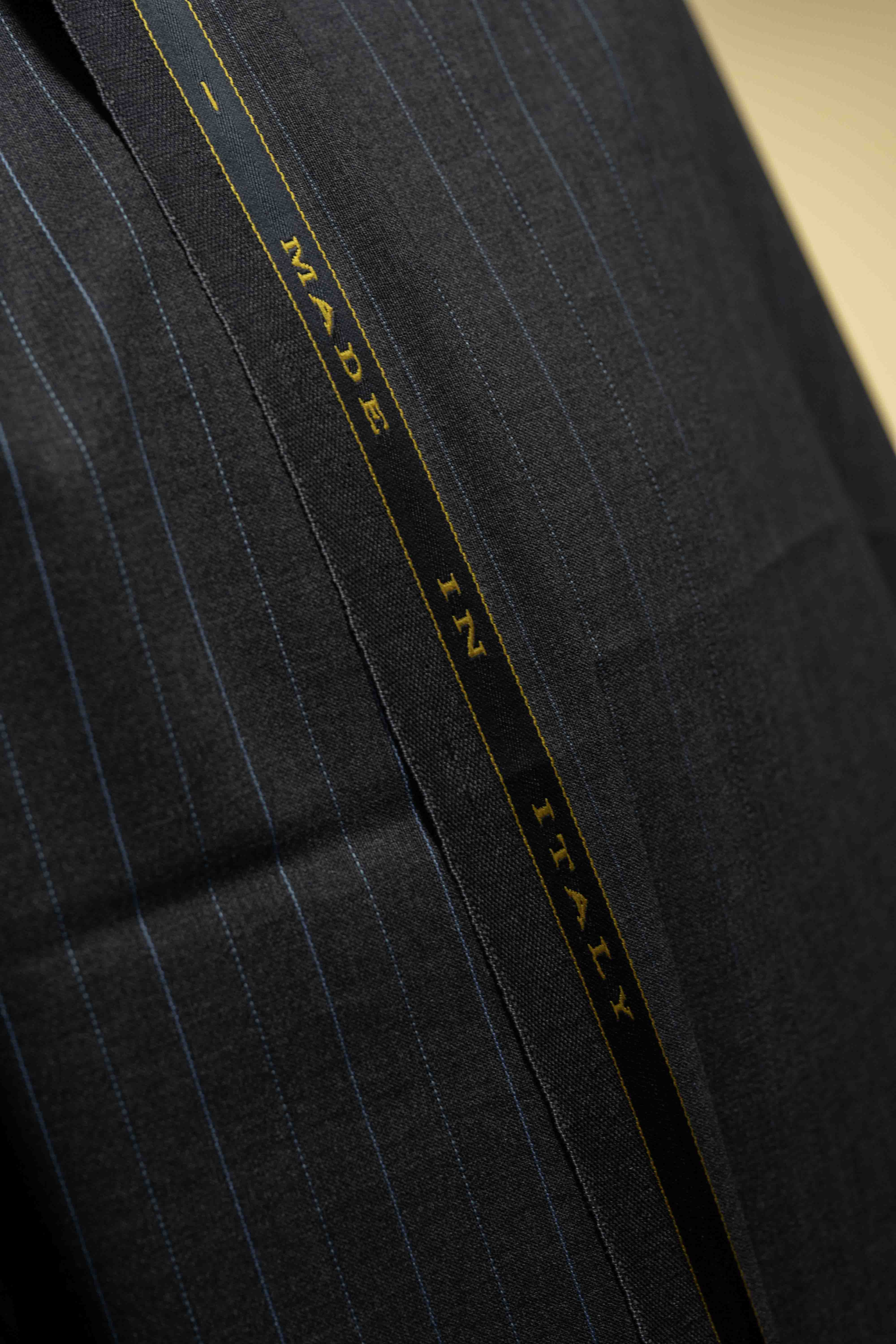 Reda Charcoal Blue Stripe Wool Suit Fabric (V23391)-3m - Yoo's Club