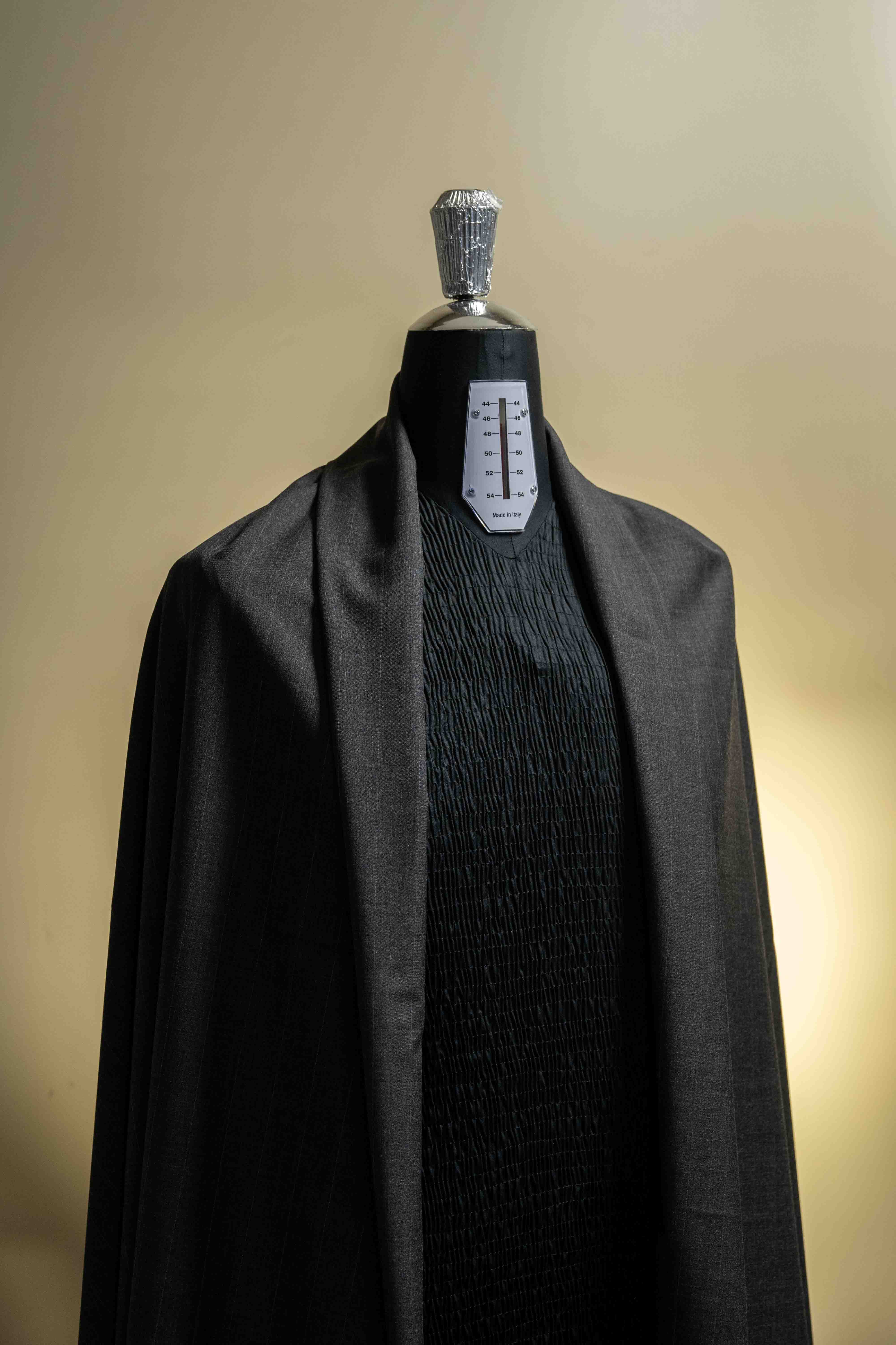 Super 130's Wool & Cashmere Grey Stripe Suit Fabric (V23394)-3m - Yoo's Club