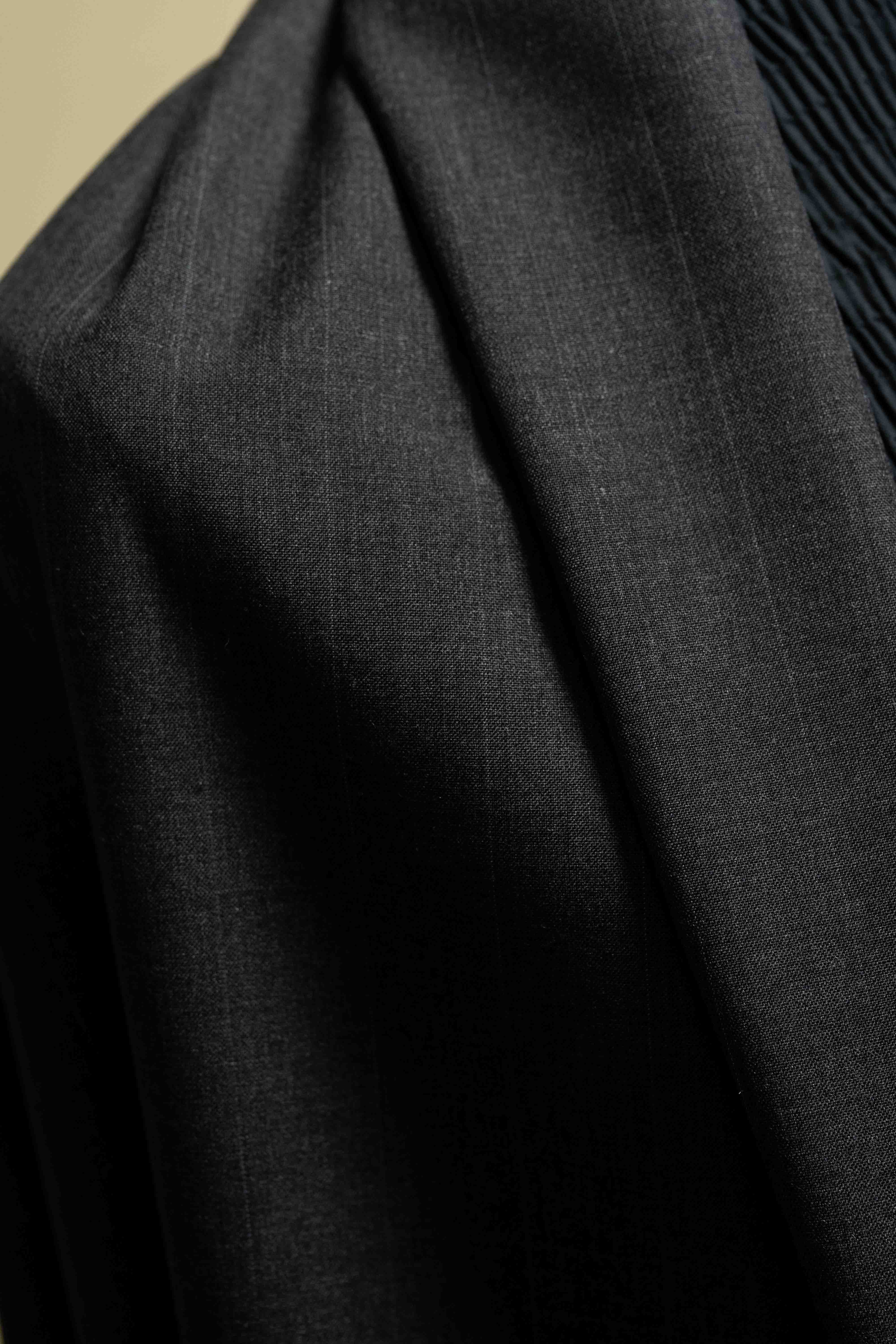 Super 130's Wool & Cashmere Grey Stripe Suit Fabric (V23394)-3m - Yoo's Club