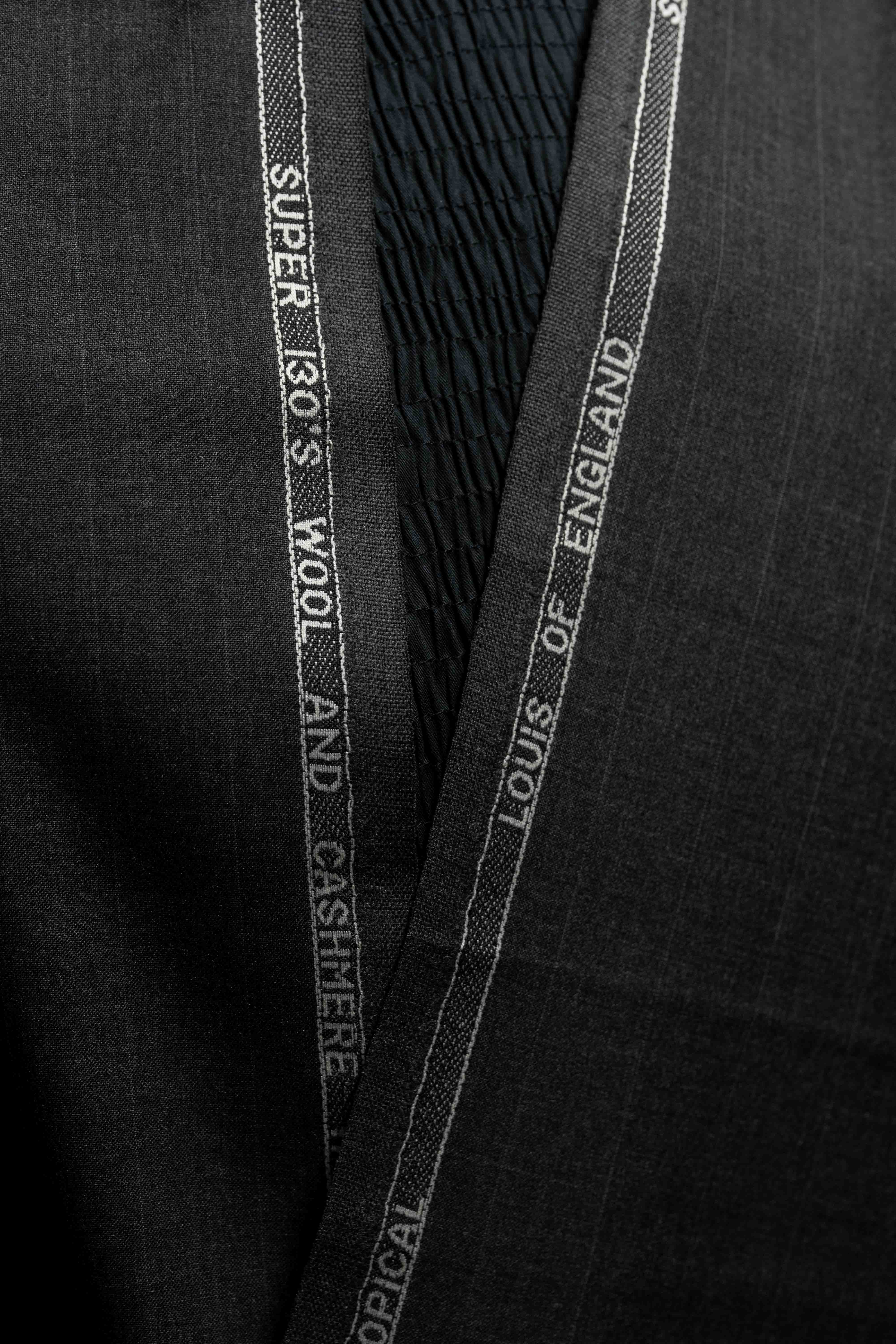 Super 130's Wool & Cashmere Grey Stripe Suit Fabric (V23394)-3m - Yoo's Club