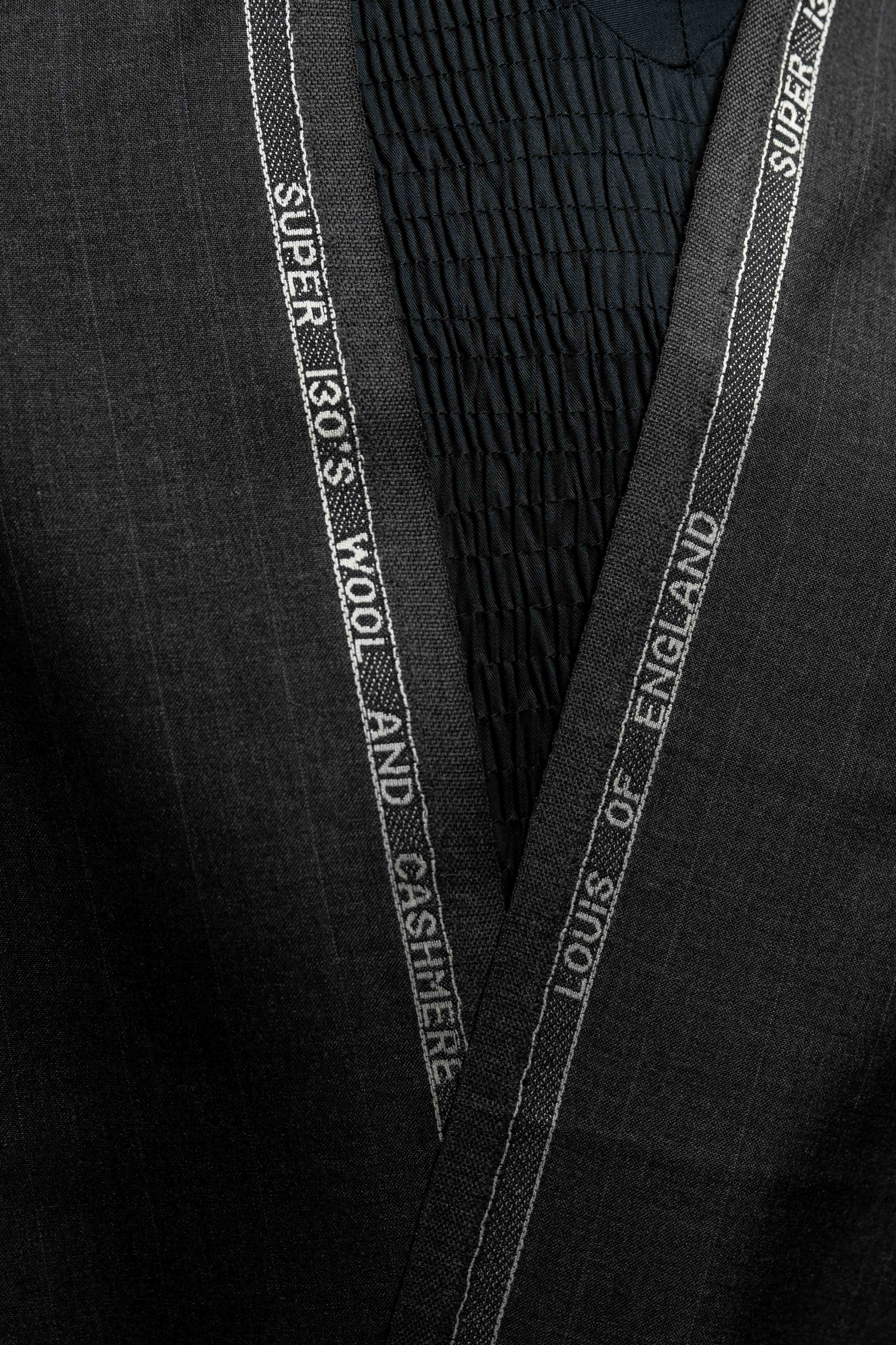 Super 130's Wool & Cashmere Grey Stripe Suit Fabric (V23394)-3m - Yoo's Club