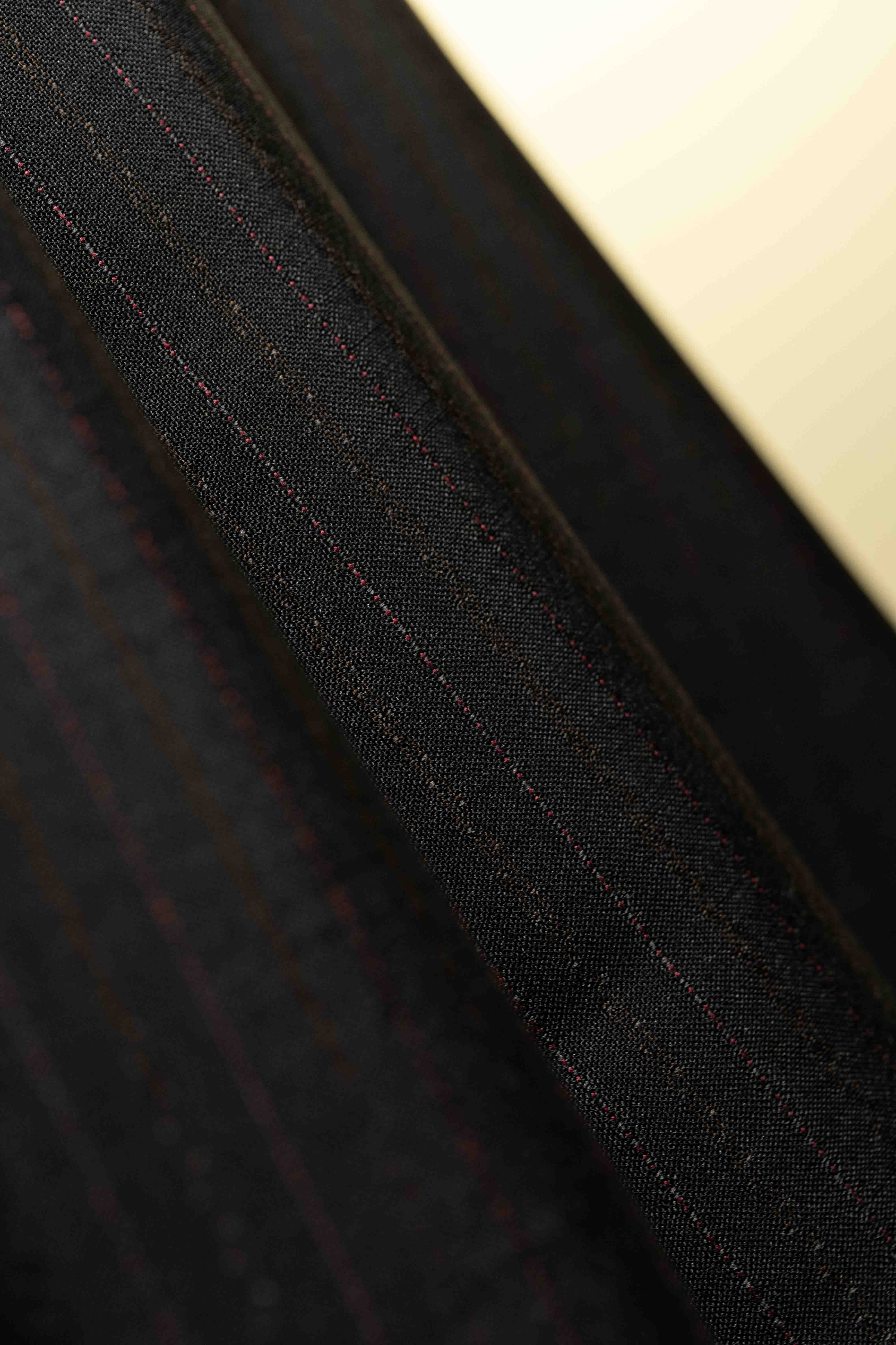 British Dark Brown Stripe Wool & Kid Mohair Suit Fabric (V23351)-3m - Yoo's Club