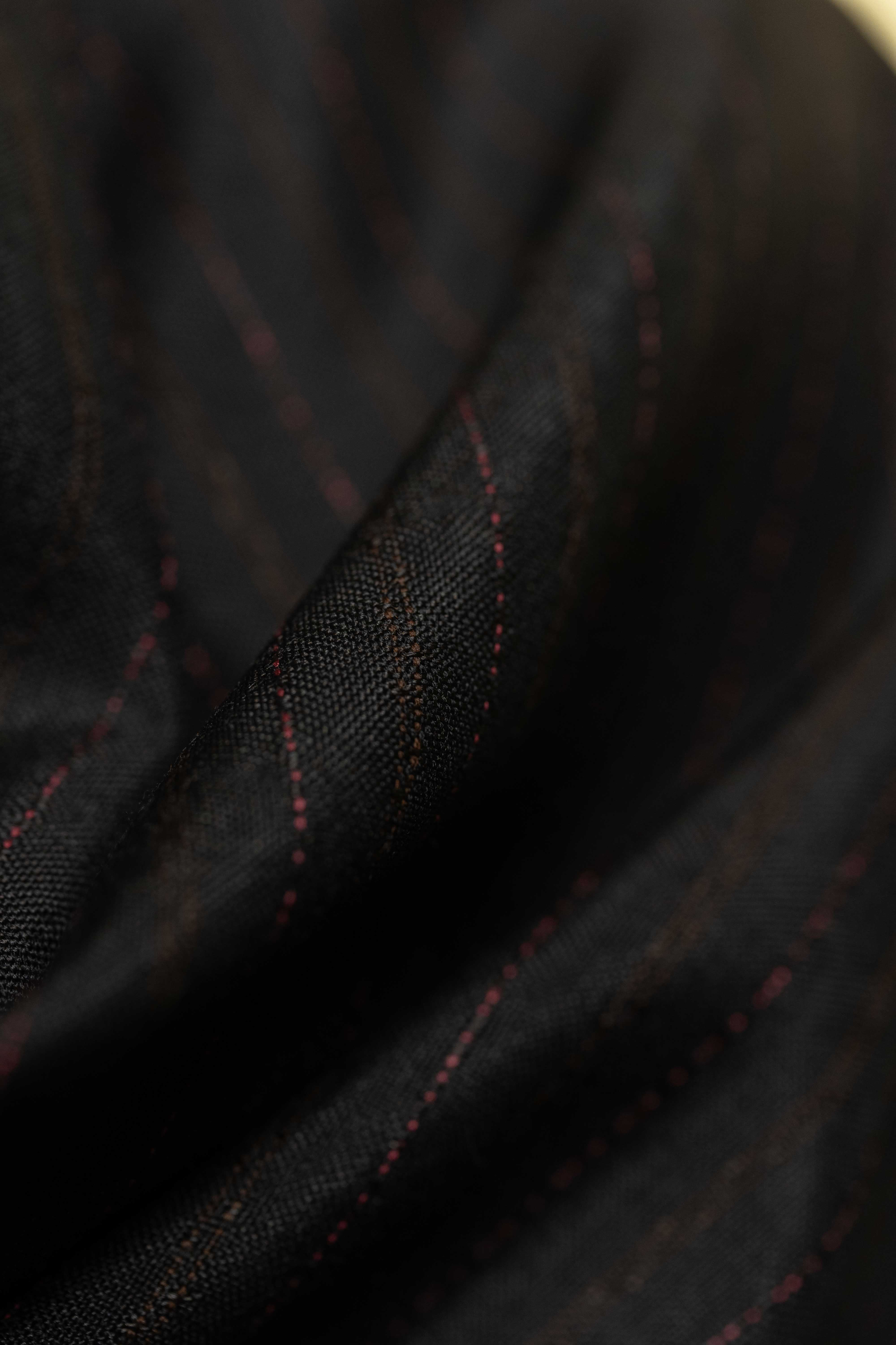 British Dark Brown Stripe Wool & Kid Mohair Suit Fabric (V23351)-3m - Yoo's Club