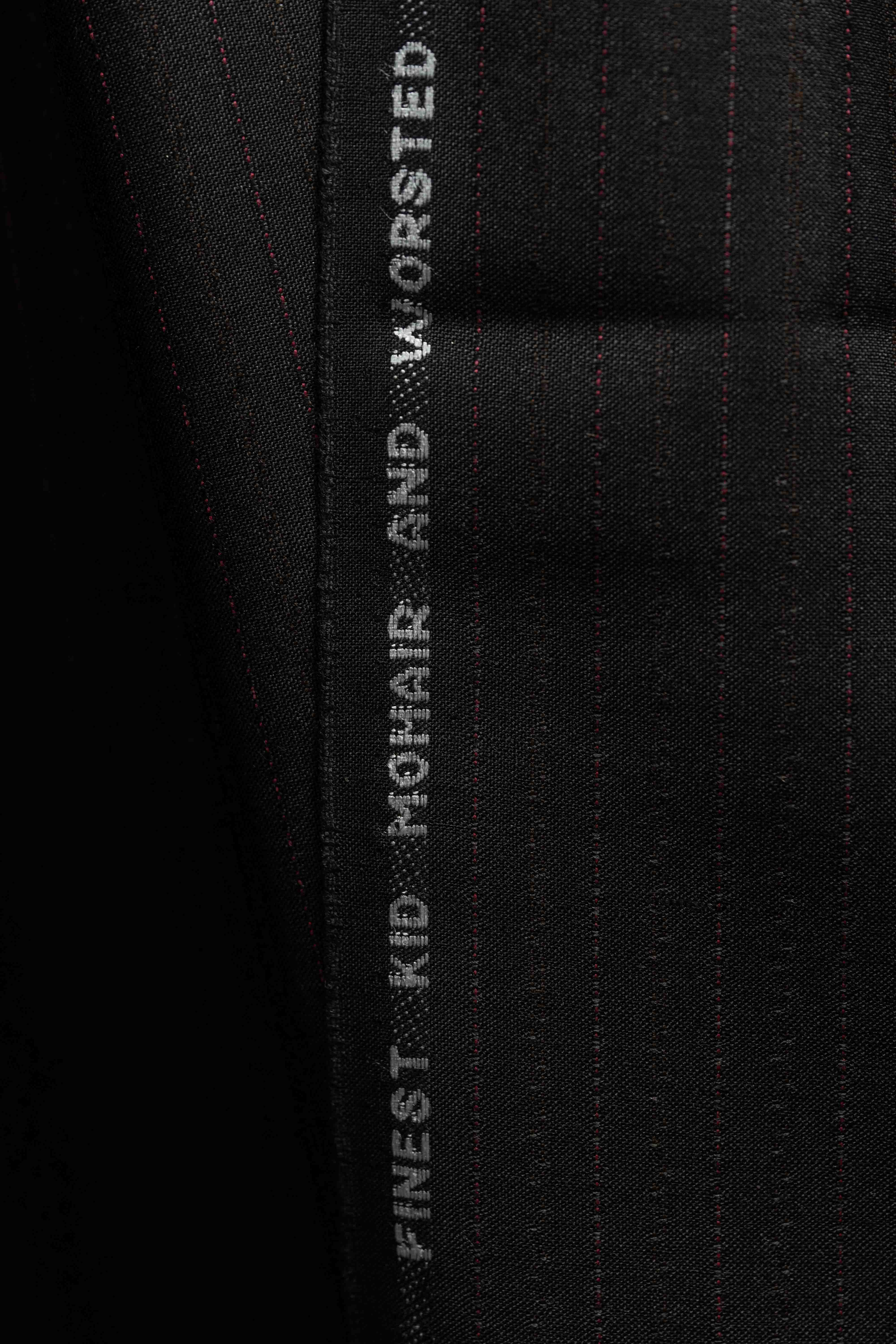 British Dark Brown Stripe Wool & Kid Mohair Suit Fabric (V23351)-3m - Yoo's Club