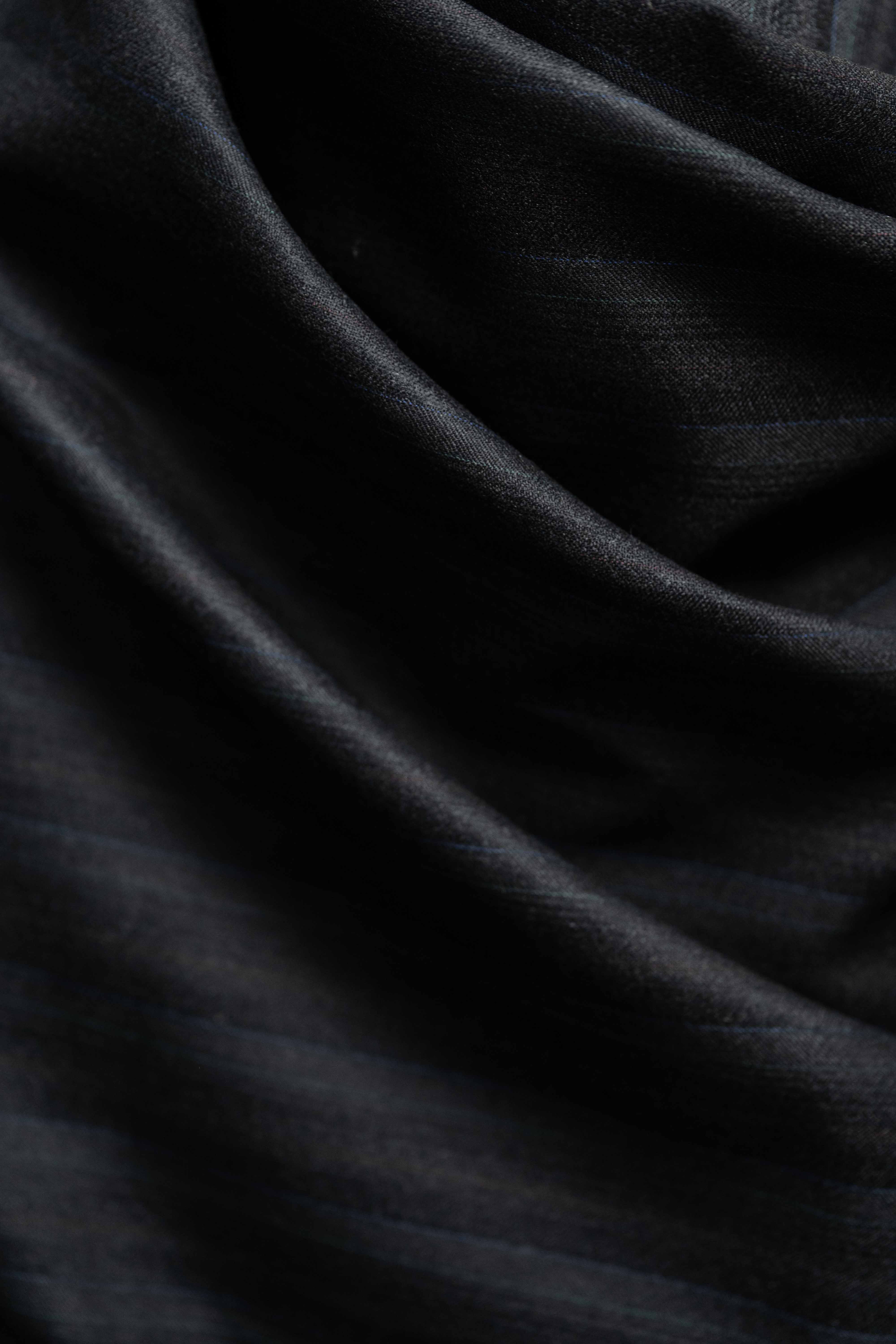 Dark Charcoal Fancy Stripe Super 120's Mink Cashmere Suit Fabric (V23665)-3m - Yoo's Club