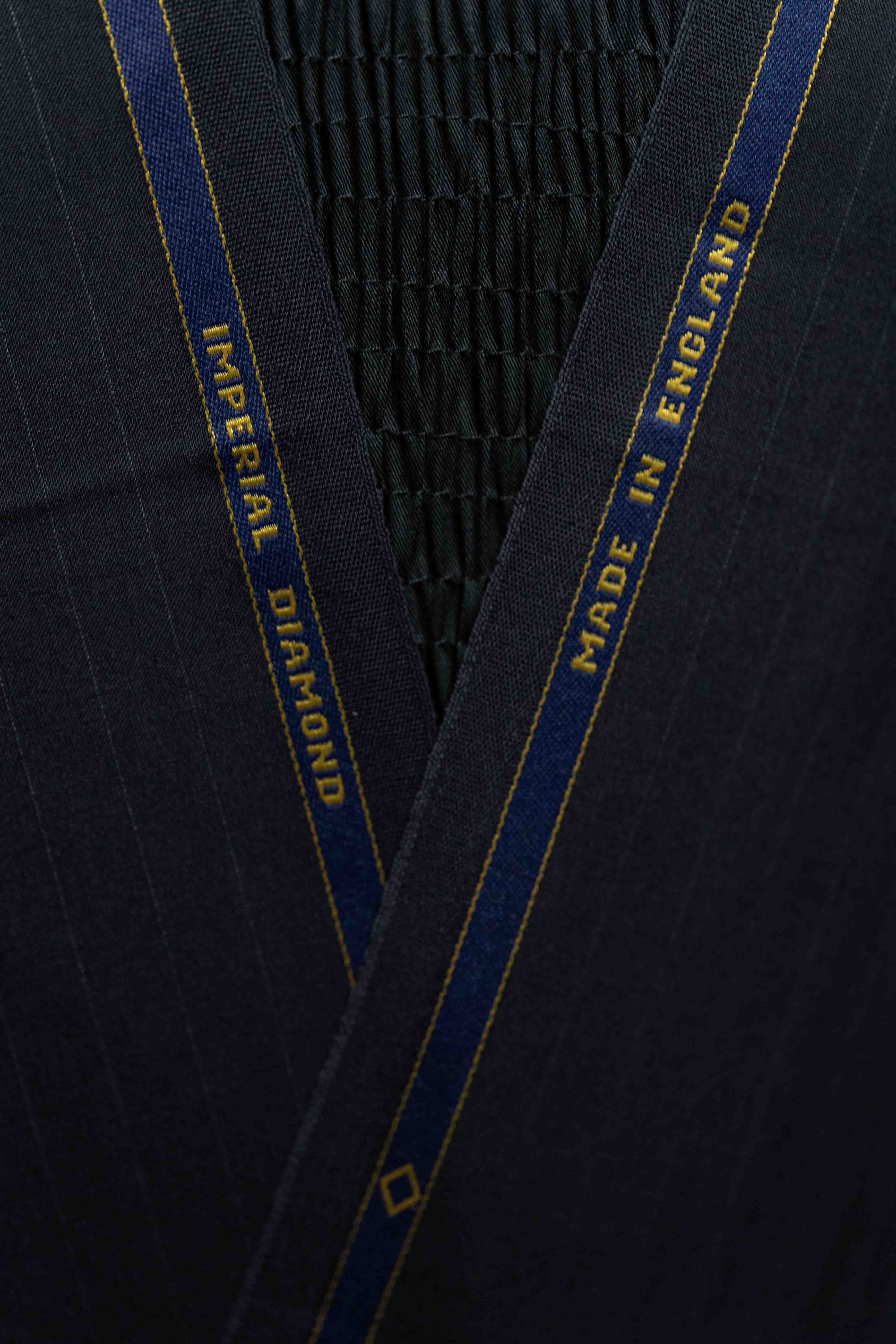 Beau Monde Dark Navy Stripe 130's Wool Suit Fabric (V23667) -3m - Yoo's Club