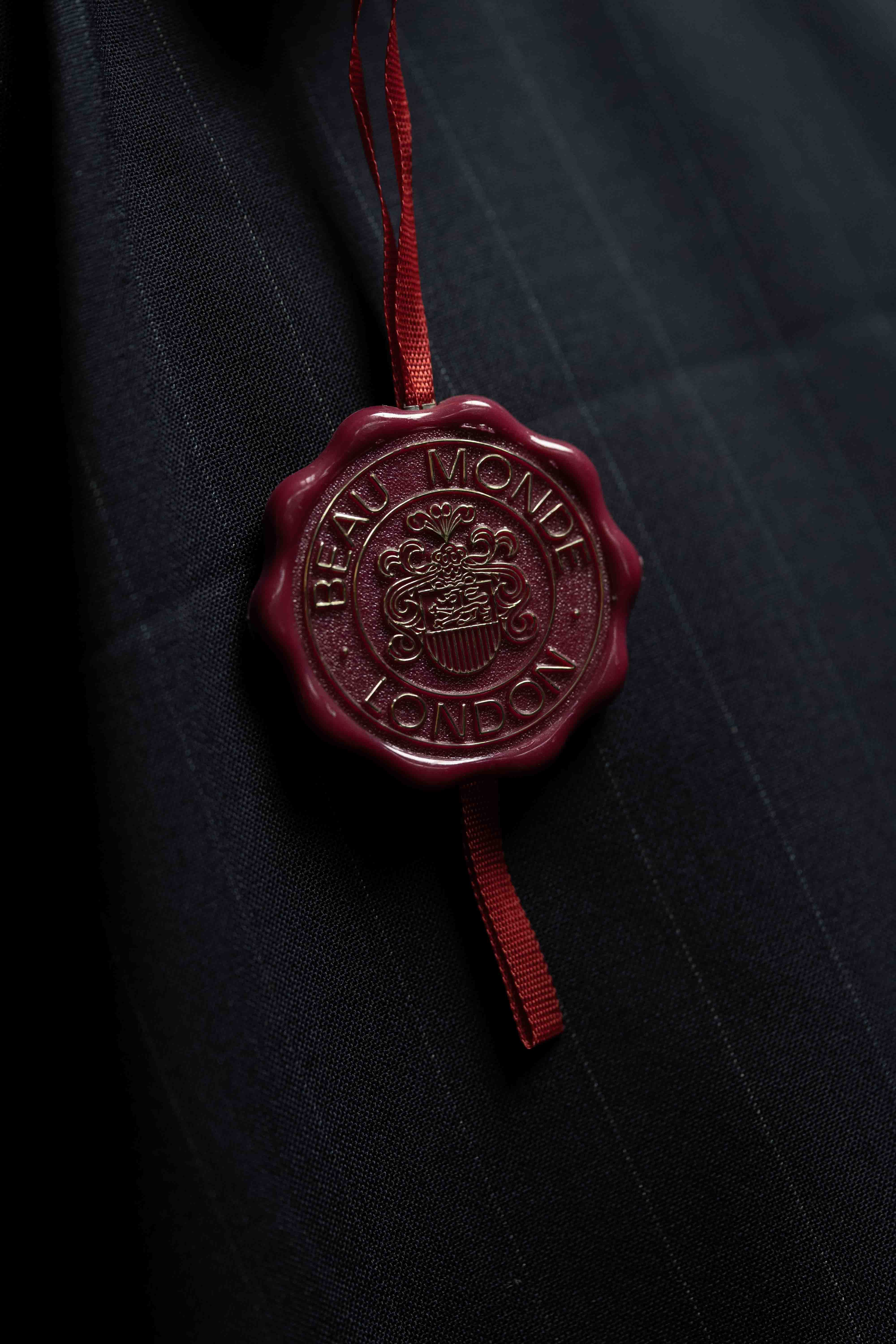 Beau Monde Dark Navy Stripe 130's Wool Suit Fabric (V23667) -3m - Yoo's Club