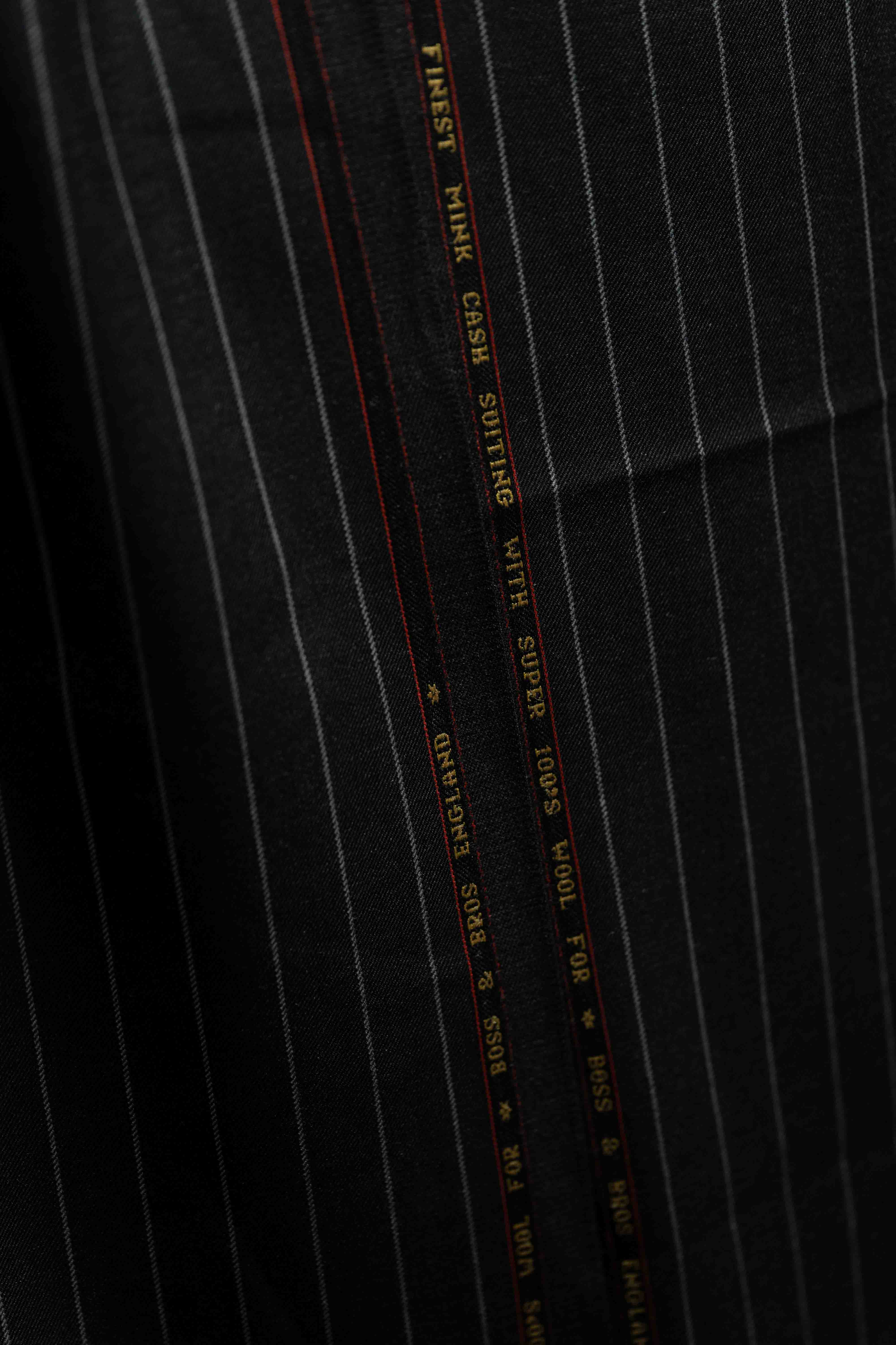 Black Stripe Wool Mink Cash Suit Fabric (V20576)-3m - Yoo's Club