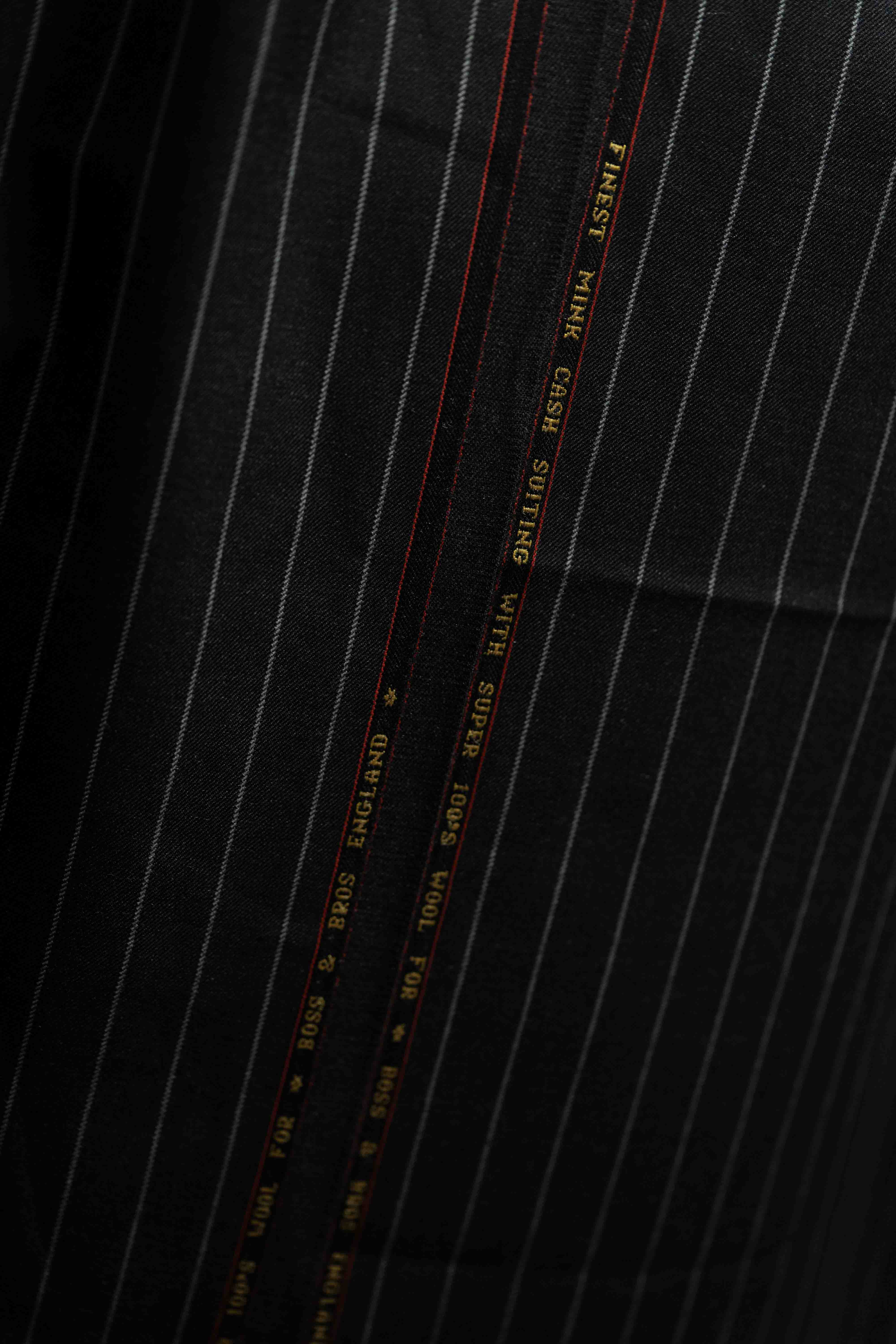 Black Stripe Wool Mink Cash Suit Fabric (V20576)-3m - Yoo's Club