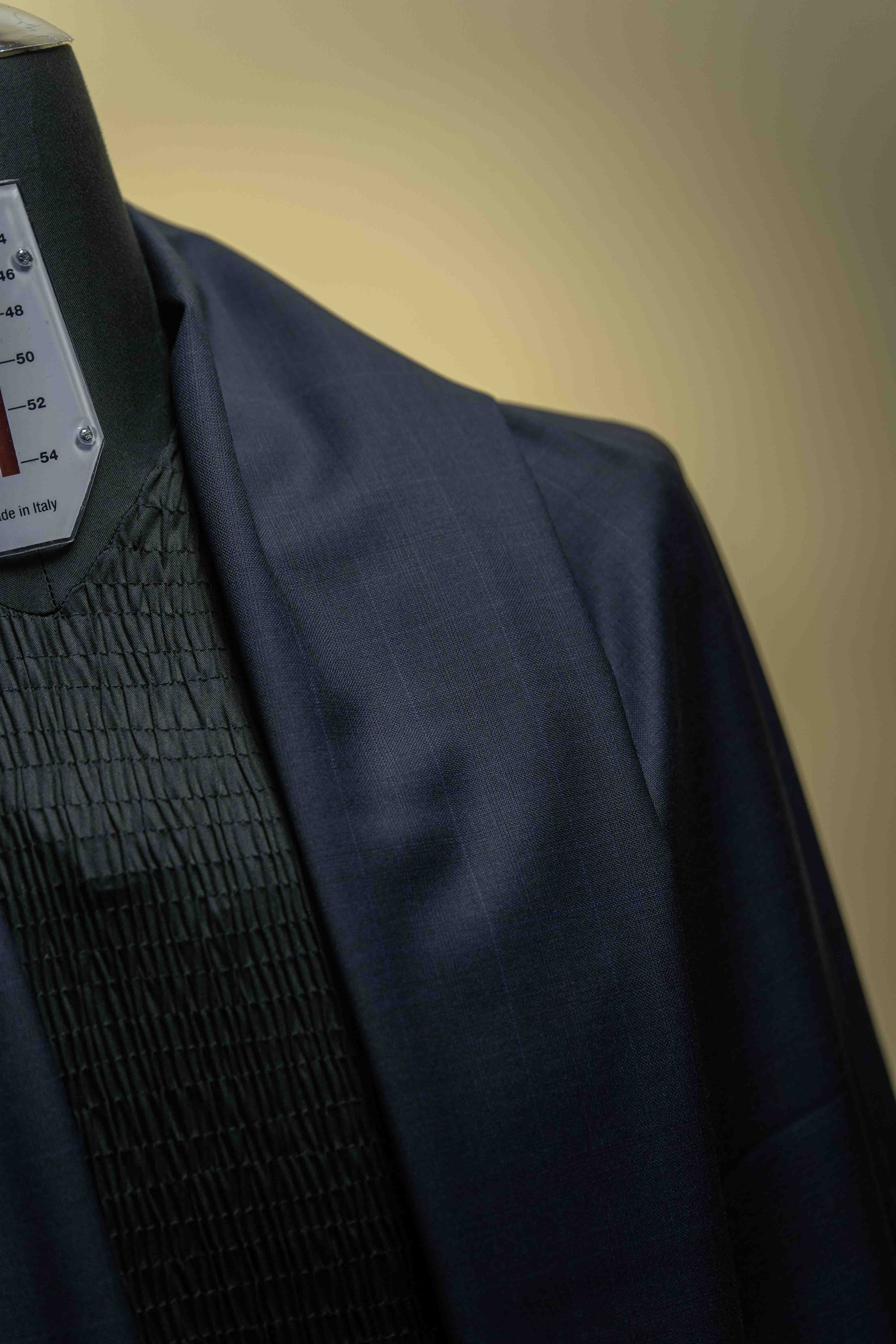 Giorgio Vallino Super 120's Navy Check Suit Fabric (V23462) -3.1m - Yoo's Club