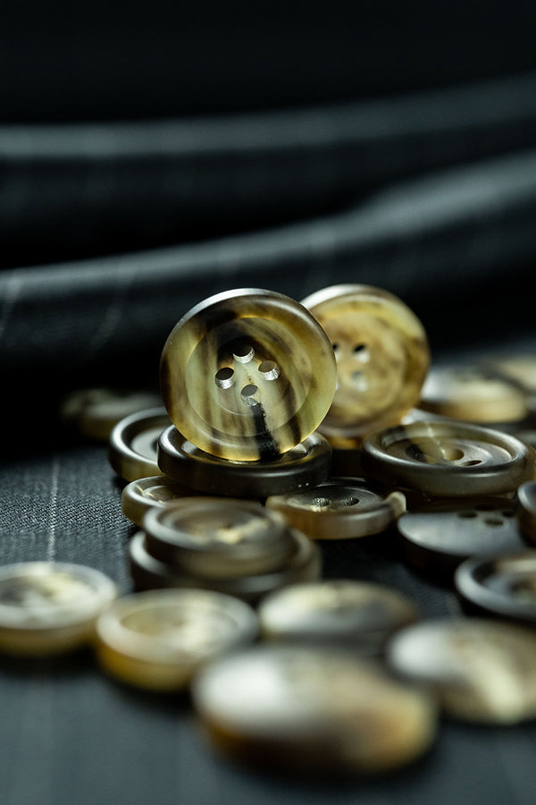 Horn Button Unpolished 4 hole in Natural Brown