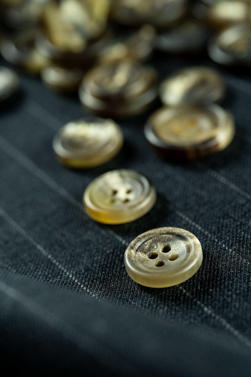 Horn Button Unpolished 4 hole in Natural Brown