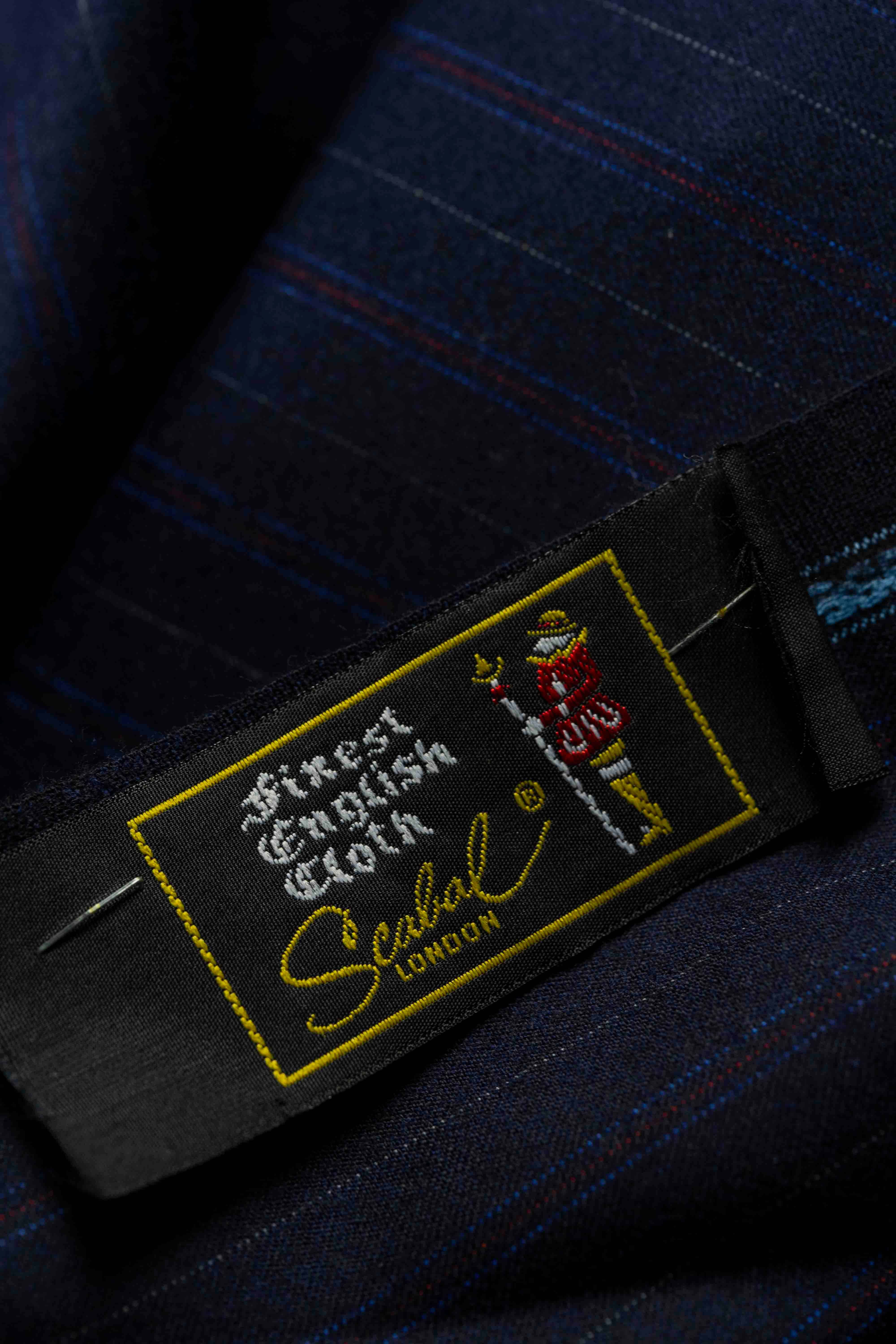 Scabal Worsted Wool Navy Stripe Suit Fabric (V23461) -3m - Yoo's Club