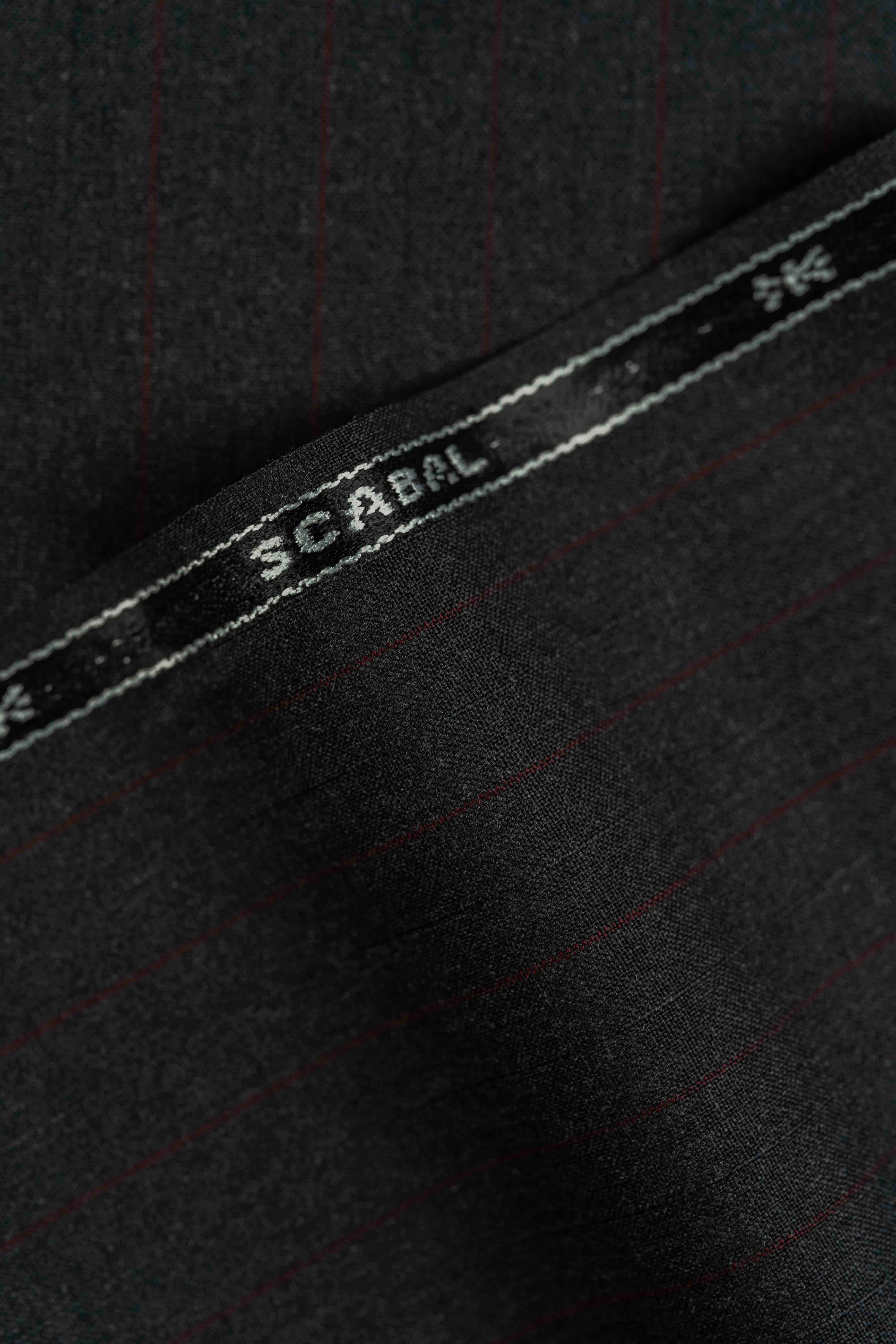 Scabal Worsted Wool Charcoal Stripe Suit Fabric (V23336) -3.1m - Yoo's Club