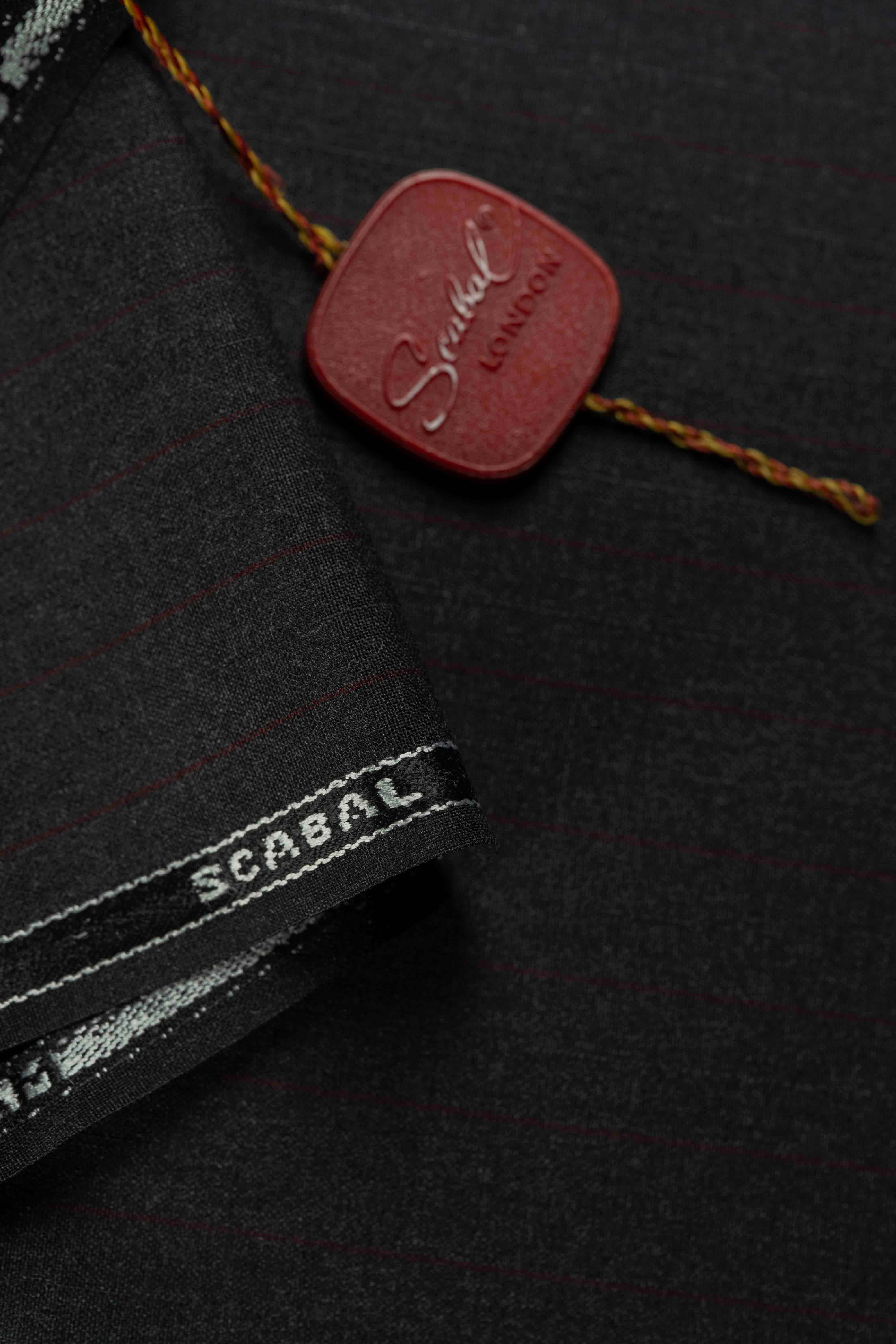 Scabal Worsted Wool Charcoal Stripe Suit Fabric (V23336) -3.1m - Yoo's Club