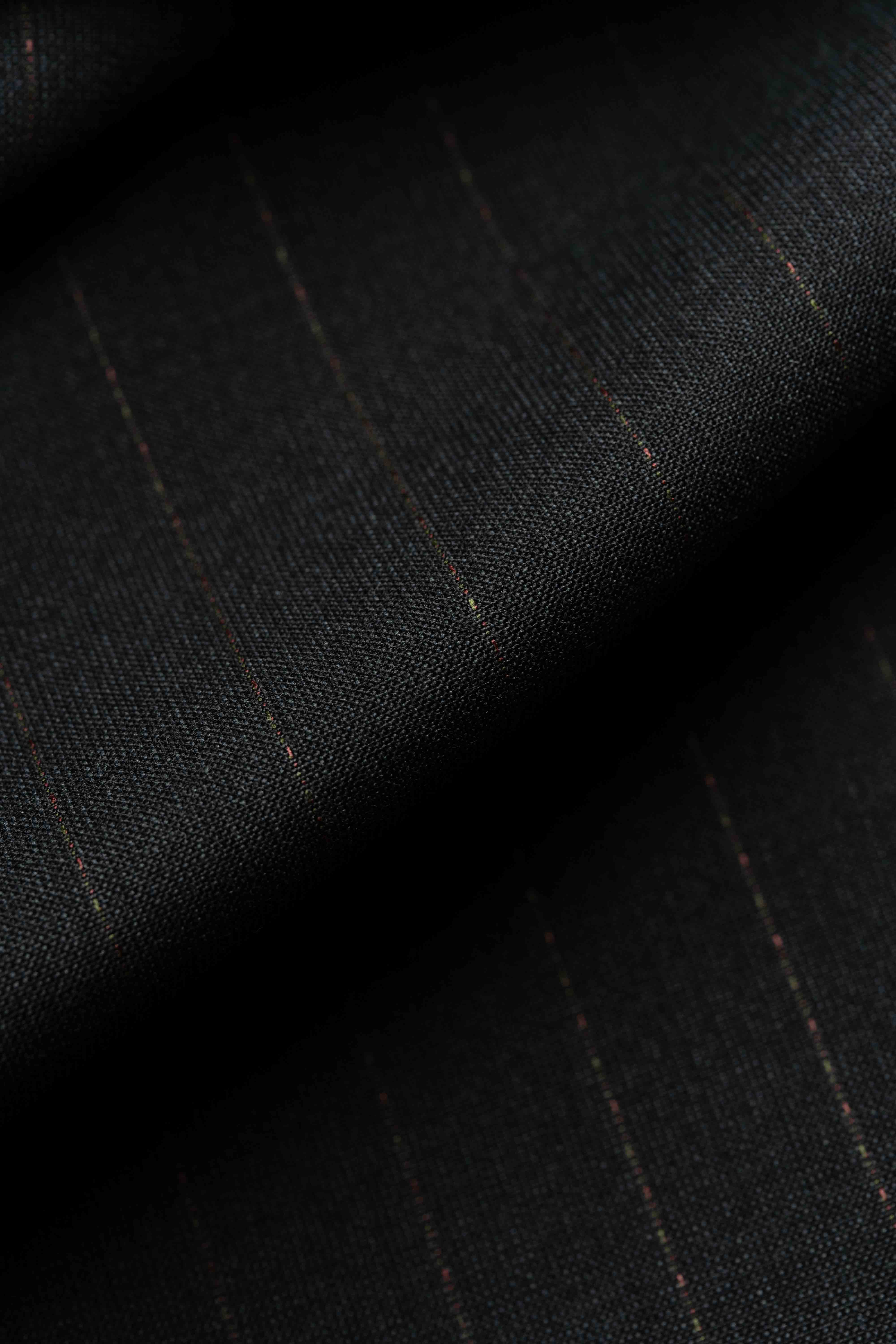 Scabal Dark Charcoal Stripe Terylene & Wool Suit Fabric (V23335) -3m - Yoo's Club